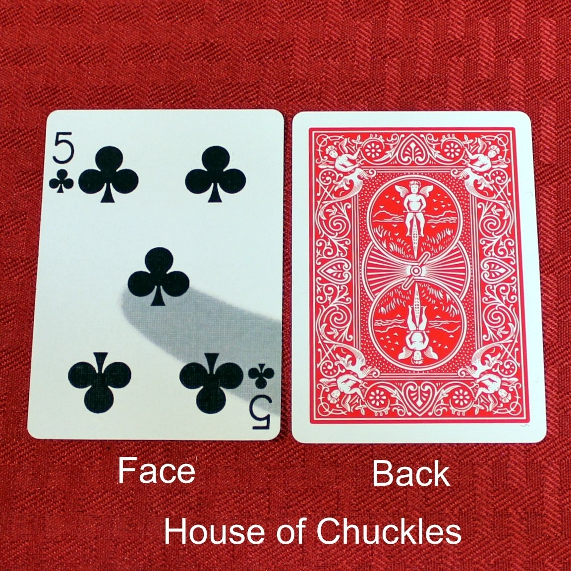 5 of Clubs / Thermal Fingerprint, Bicycle Printed Gaff Card, Red