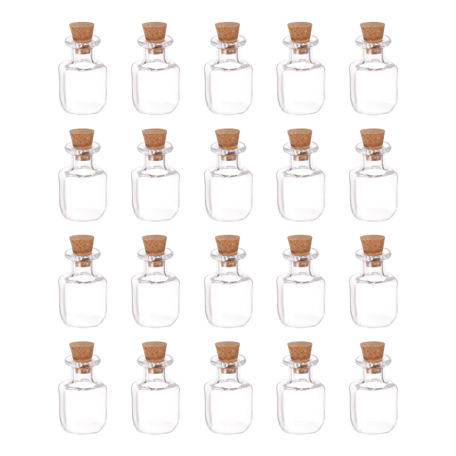 20pcs Mini Glass Bottles with Cork Square Shape Wishing Bottle