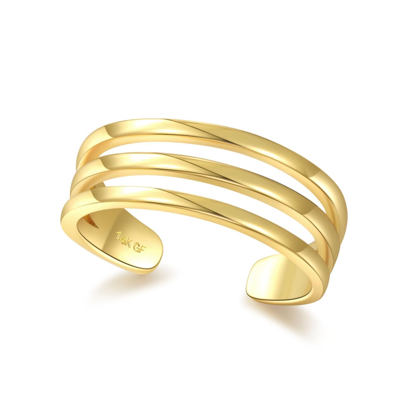PLOMFOV 14K Gold Filled Gold Toe Rings for Women Adjustable Toe Rings Non Tarnis