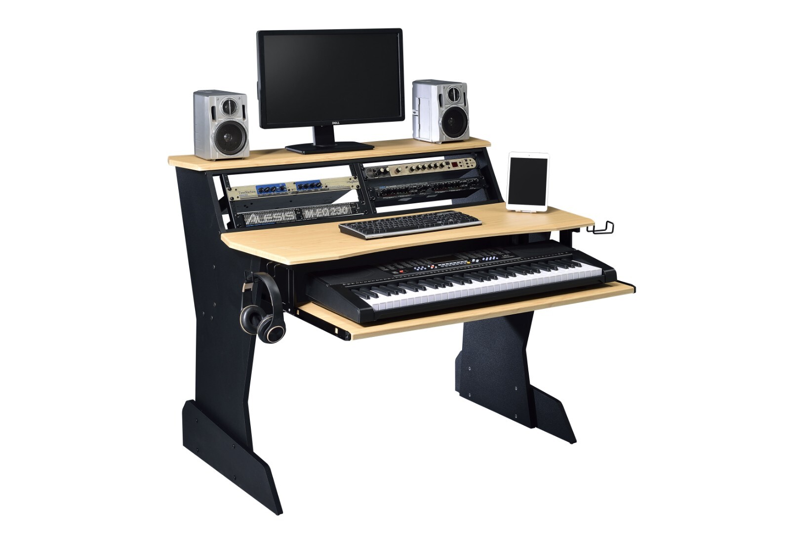 Musiea BE200 Series Music Studio Desk Workstation with 2 x 4U rack (Natural Oak)