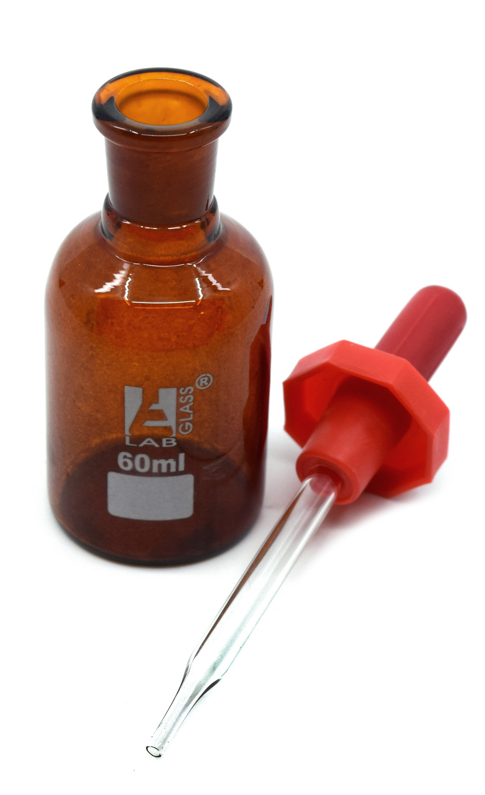 Dropping Bottle, 60ml (2oz) - Amber Colored Borosilicate 3.3 Glass - Eisco Labs