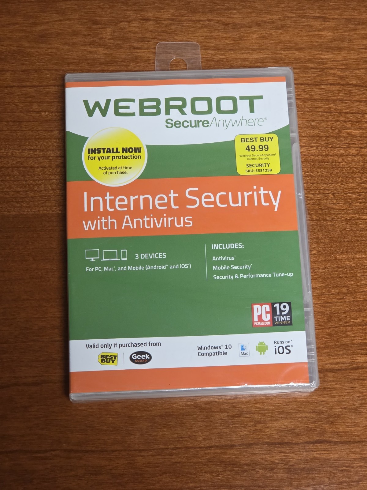 Webroot SecureAnywhere Internet Security Antivirus 3 Devices PC Mac iOS Android