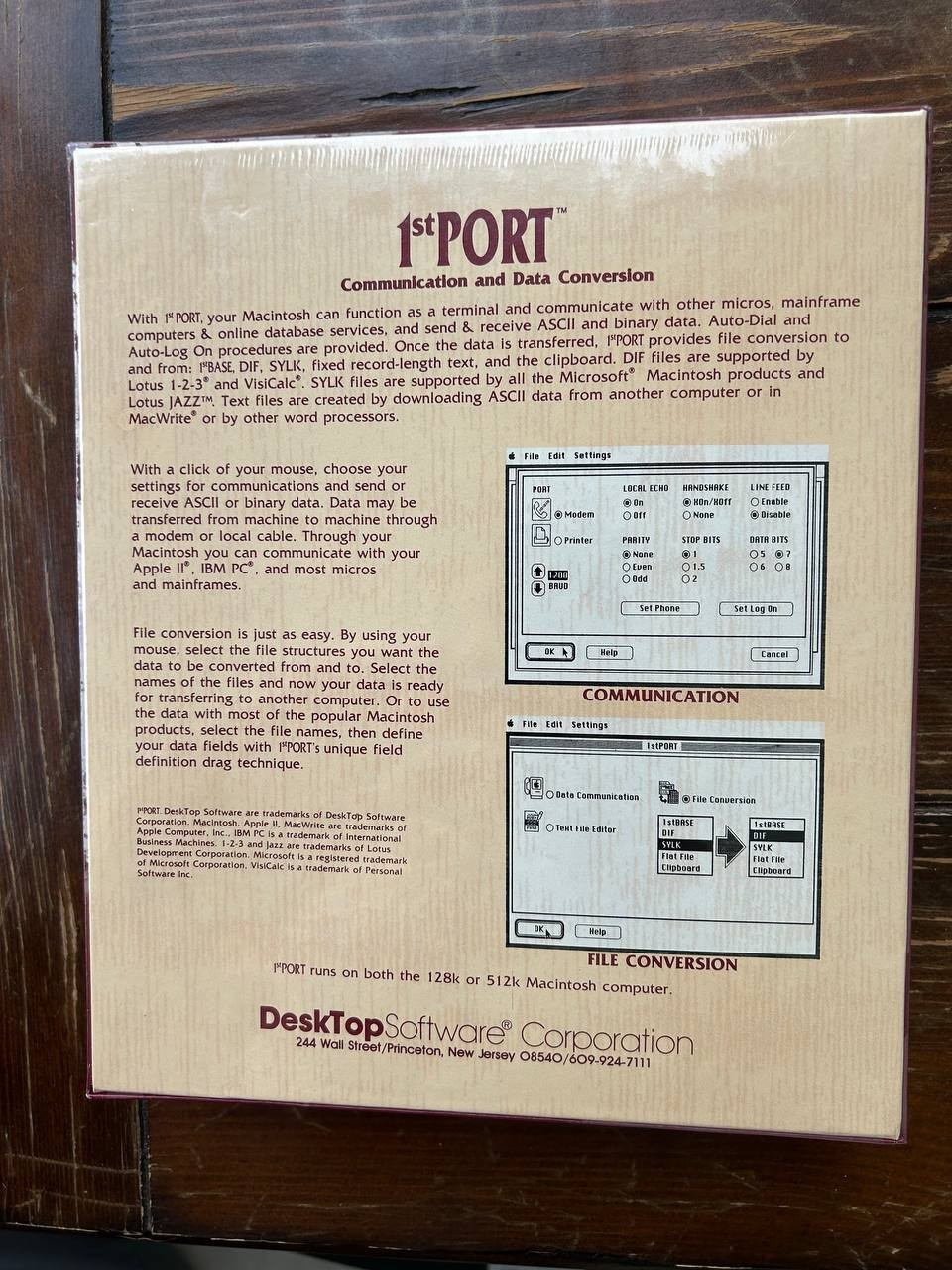 Vintage software 1st PORT for Apple Macintosh. Multi-purpose Data TransPort Syst