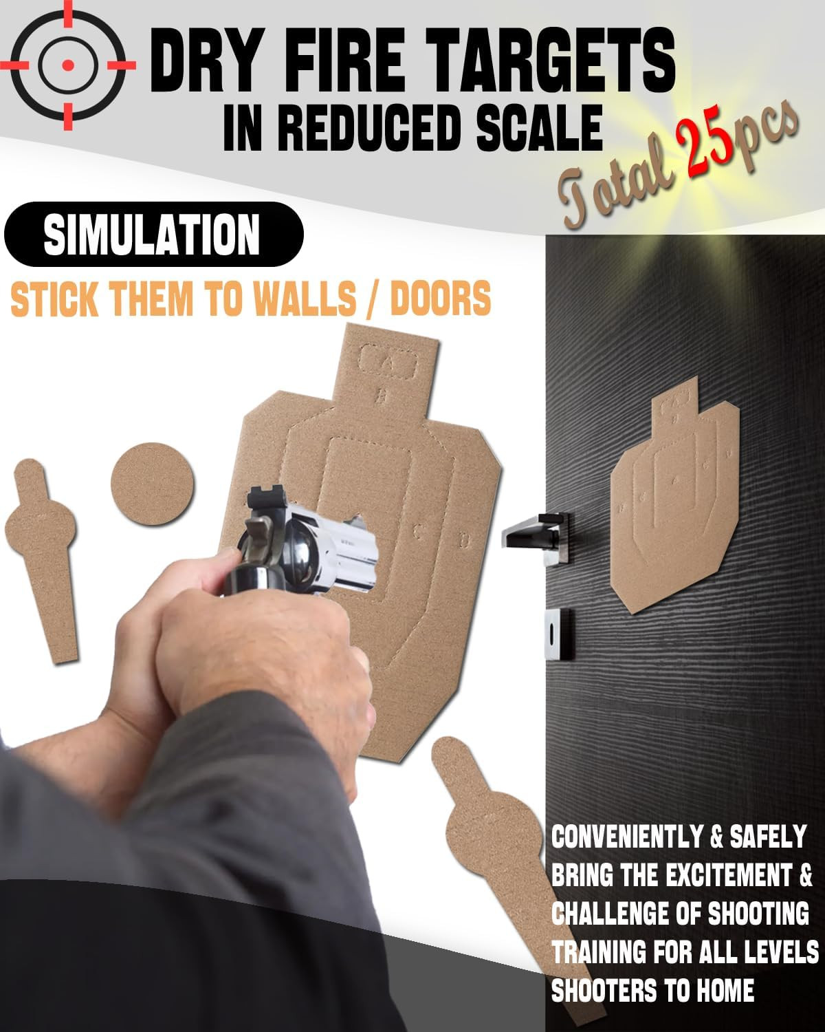 25 Pcs Dry Fire Cardboard Targets - Silhouette Simulation for Shooting Practice