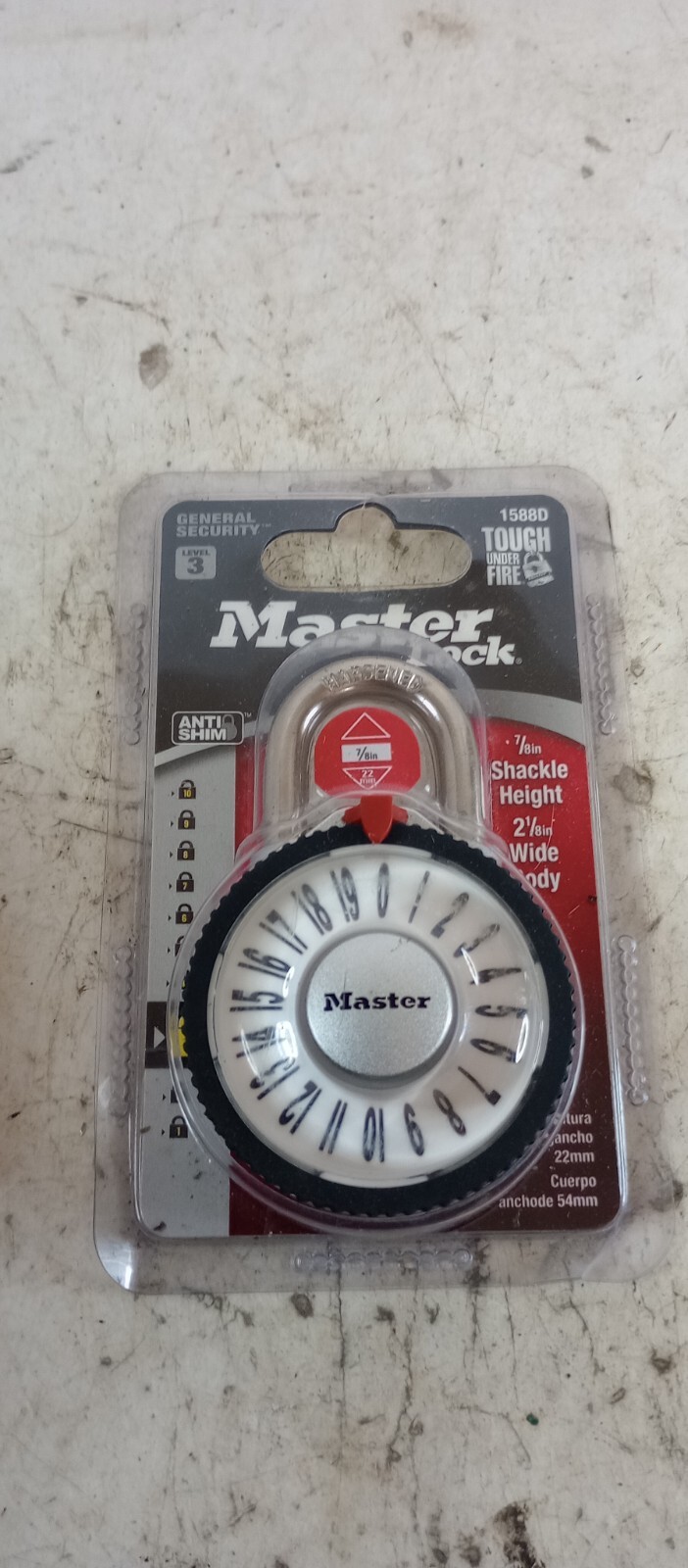 MASTER 1588D LARGE MAGNIFIED NUMBER COMBINATION LOCKER PADLOCK SILVER