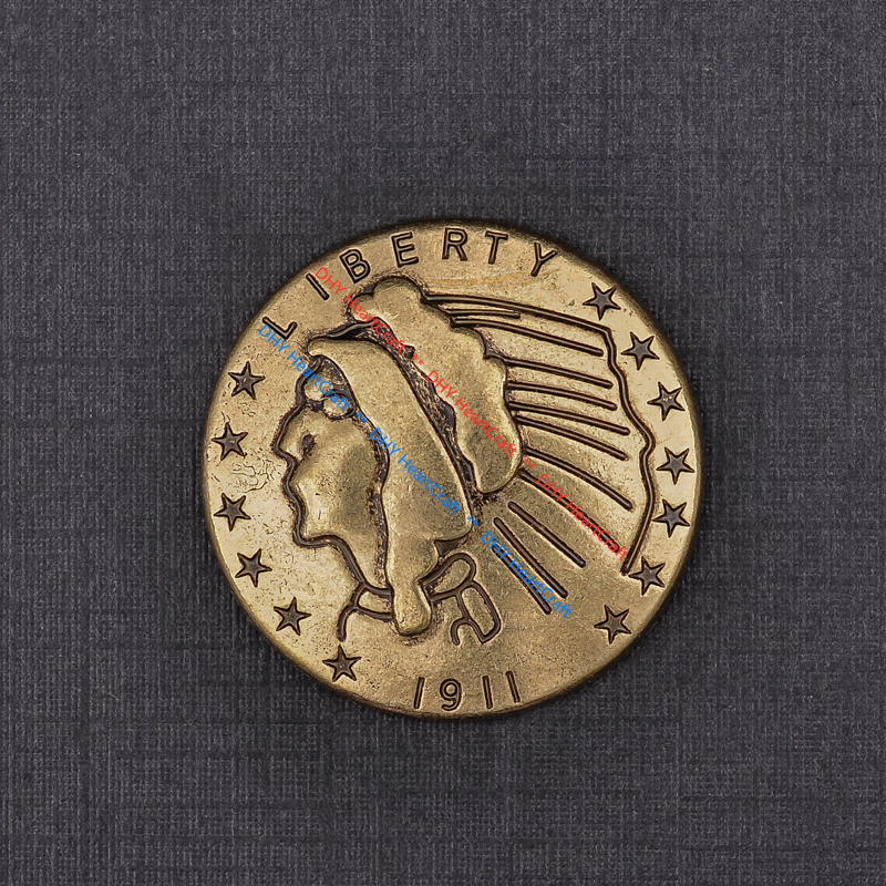 10X WESTERN ANTIQUE INDIAN HEAD AMERICAN LIBERTY COIN CONCHO 1-1/8" screw back