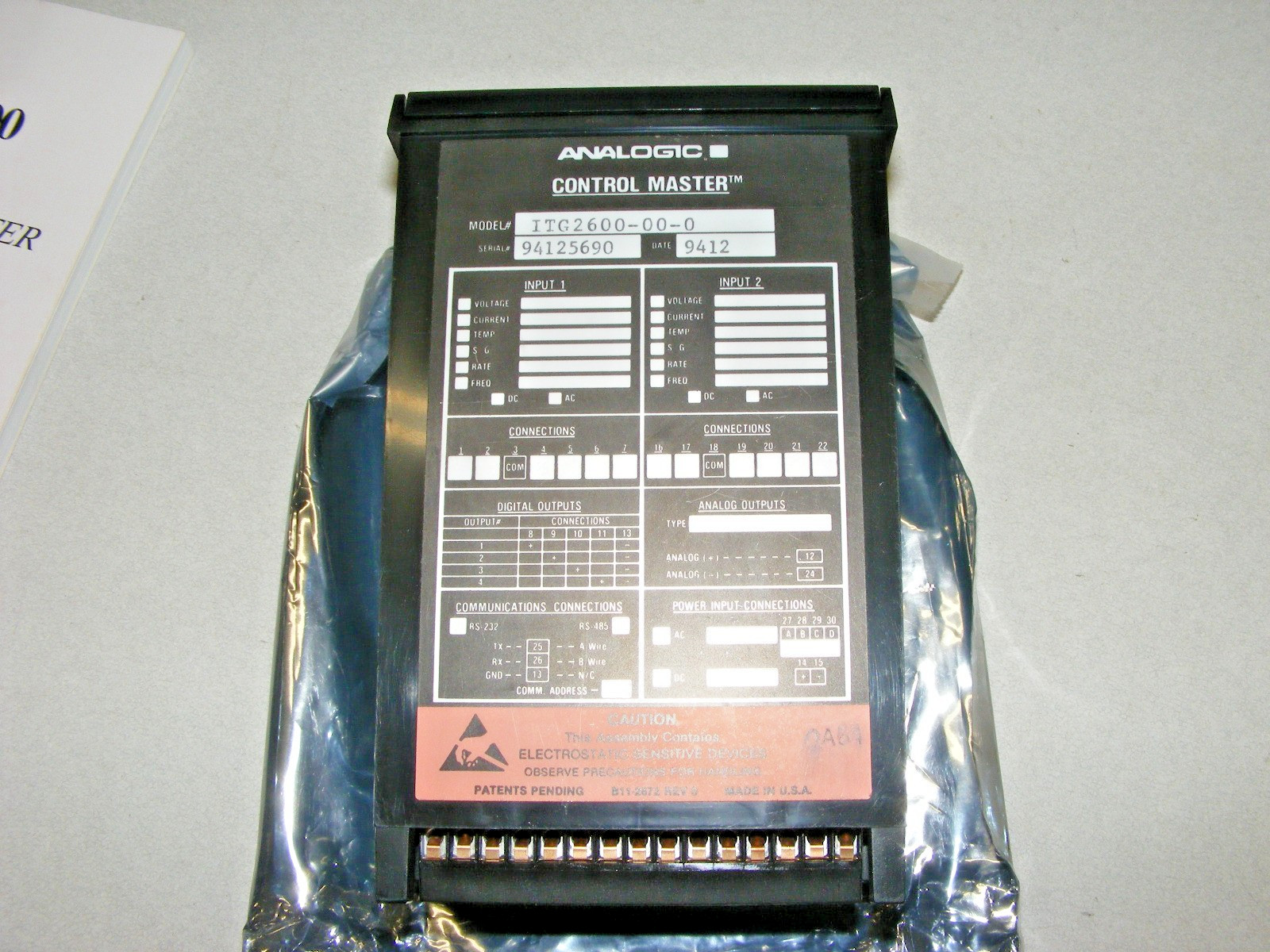 Analogic ITG2600 00 0 Control Master Panel Meter UNUSED (zz3)