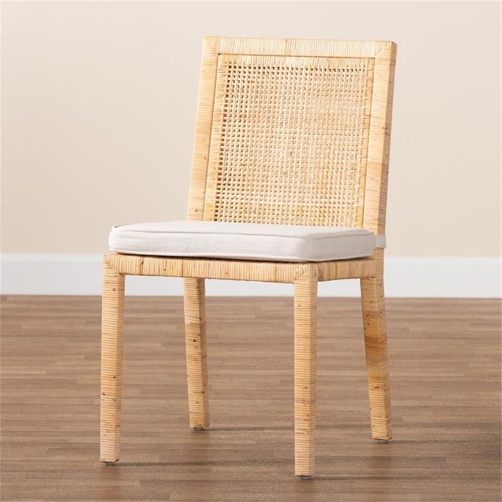 Baxton Studio Sofia Walnut Finished Wood and Rattan Dining Chair