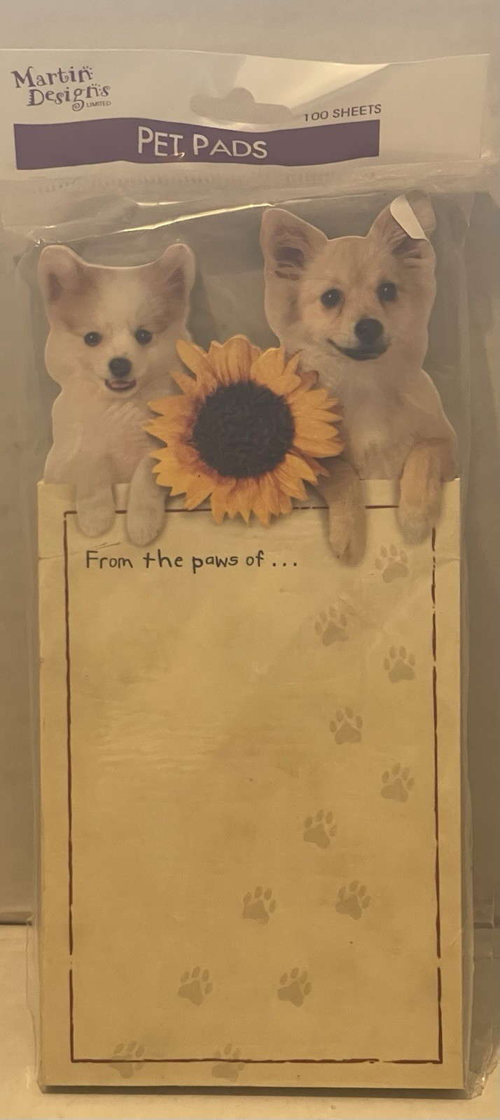 2003 Martin Designs Pet Pads Notepad 100 Sheets  From The Paws Of .. . New