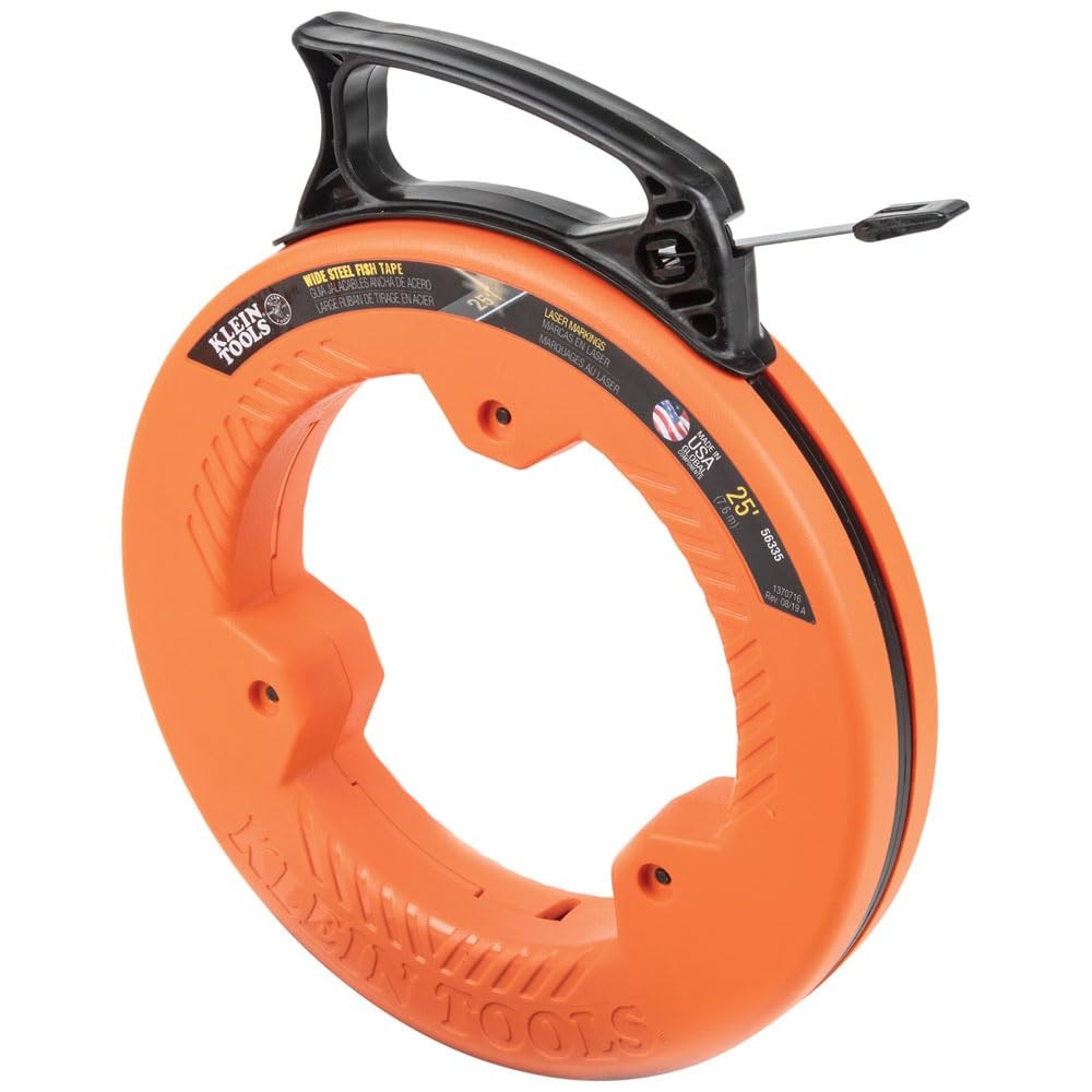 Fish Tape Steel Electrical Wire Puller 25 Foot 1/4 Inch Wide Slim Tip
