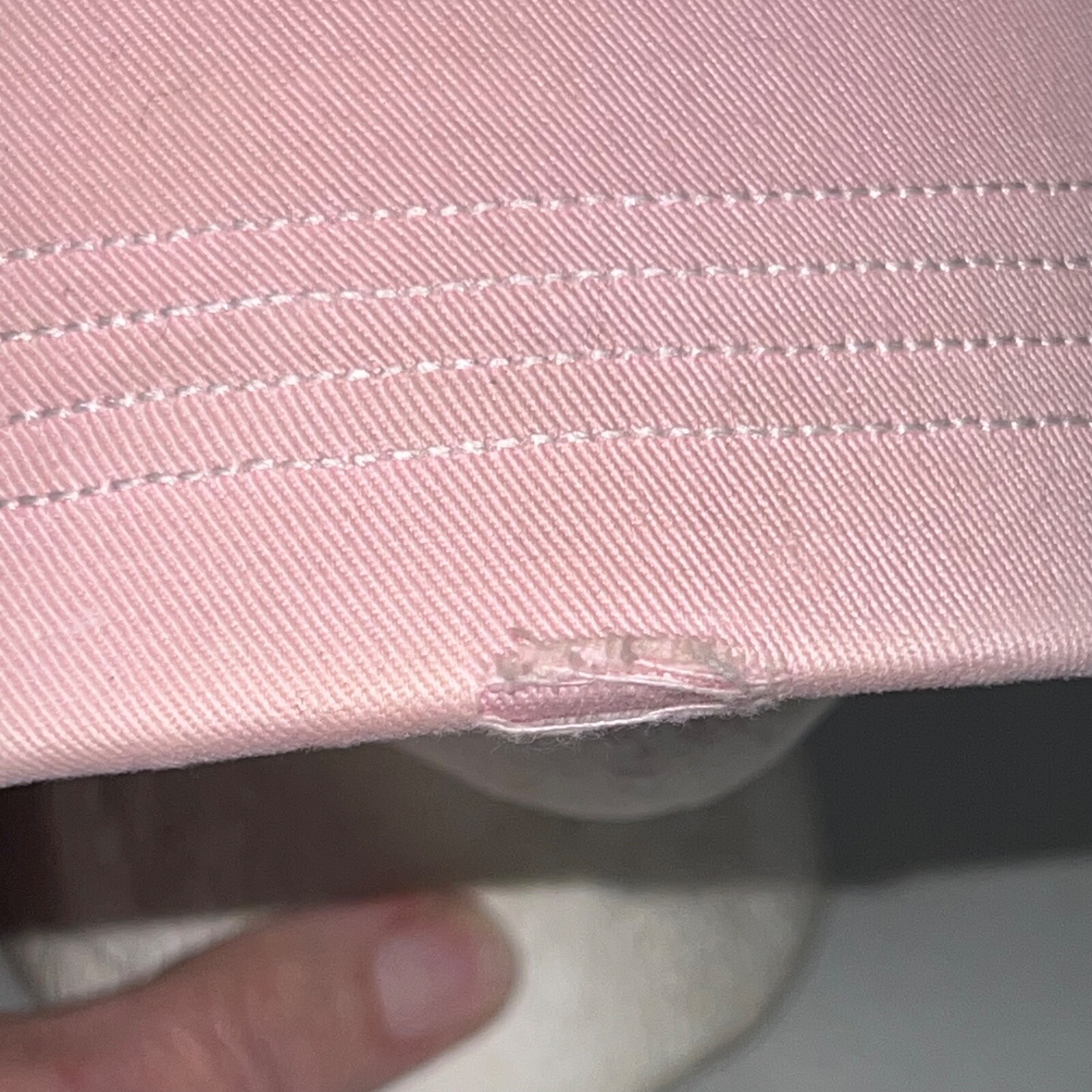 Farm GIrl Distressed Hat Cap Hook Loop Pink with Red/White Accents The Original