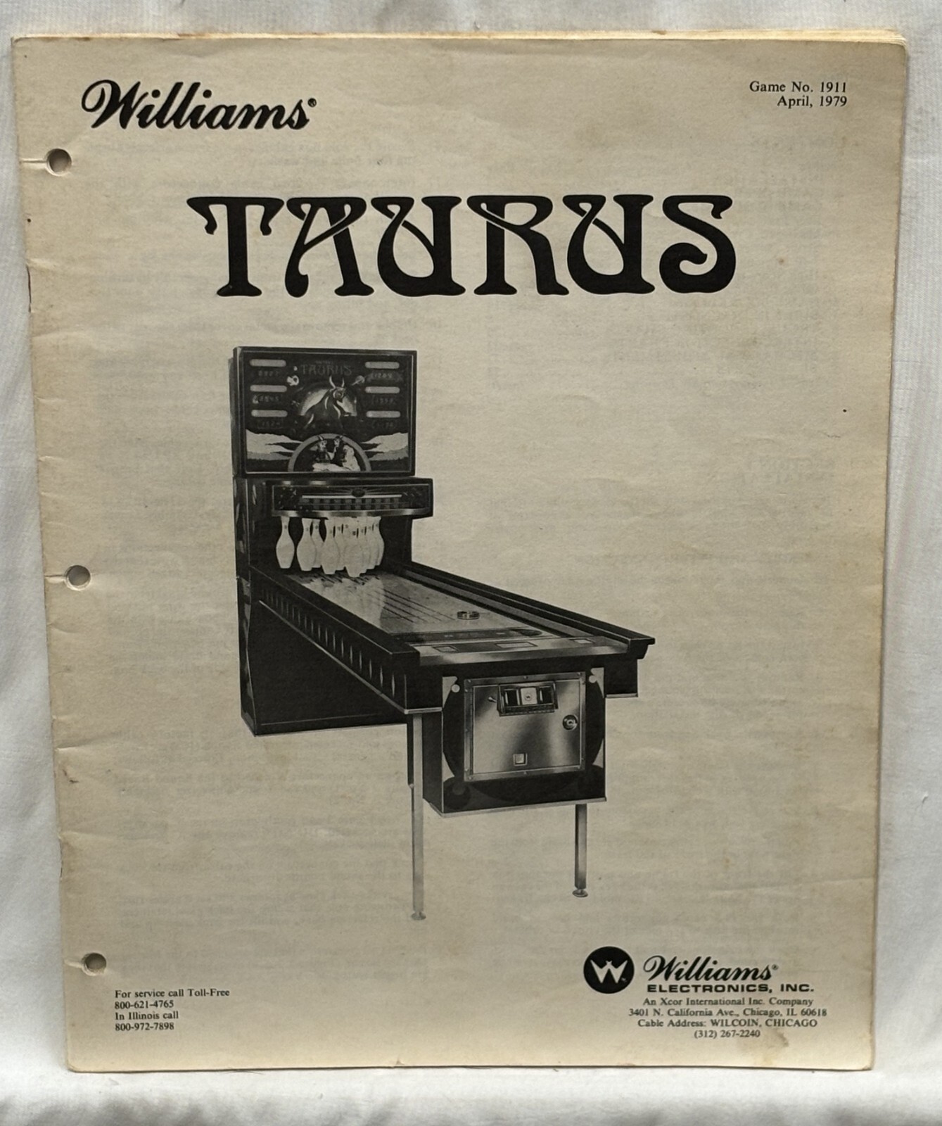 ORIGINAL-WILLIAMS-TAURUS-INSTALLATION AND GAME OPERATIONS