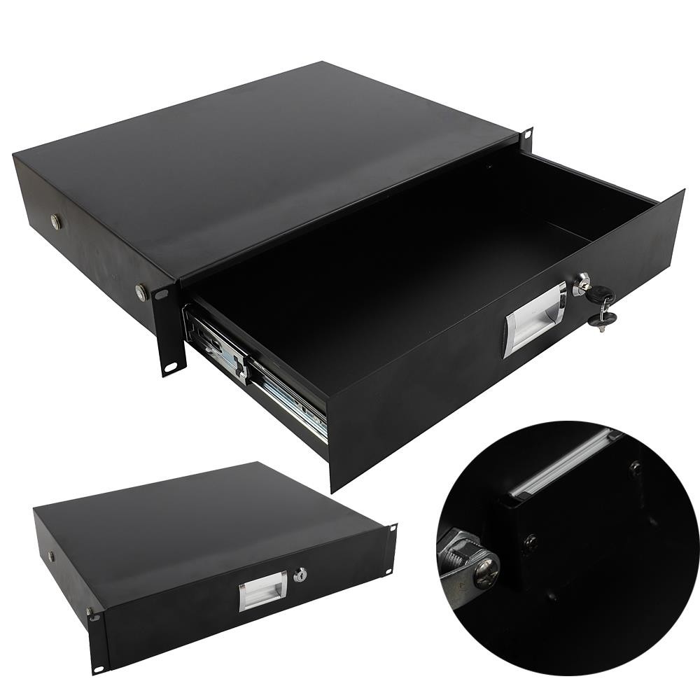 19" 2U Equipment Rack Drawer-Module Storage Patch Panel Data Cabinet