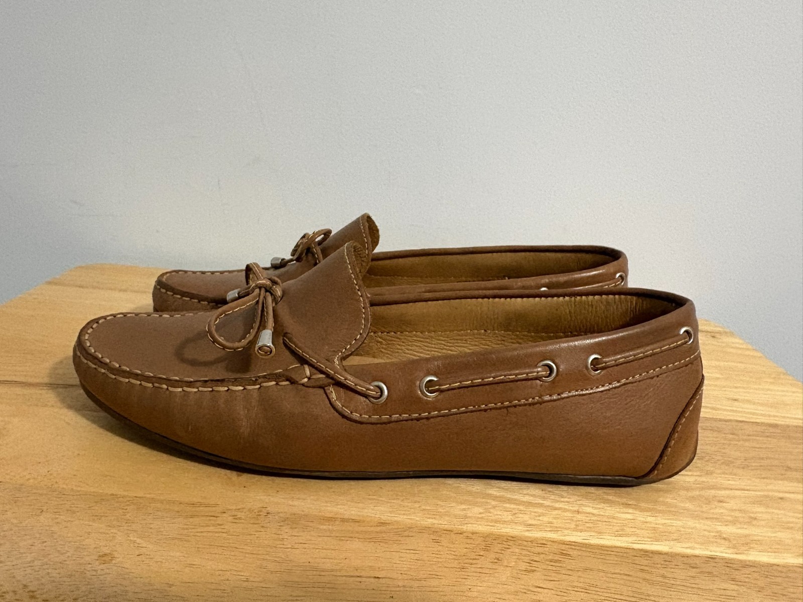 Marc Joseph New York Boat Shoes Womens Size 7.5 Brown Leather Driving Moccasins