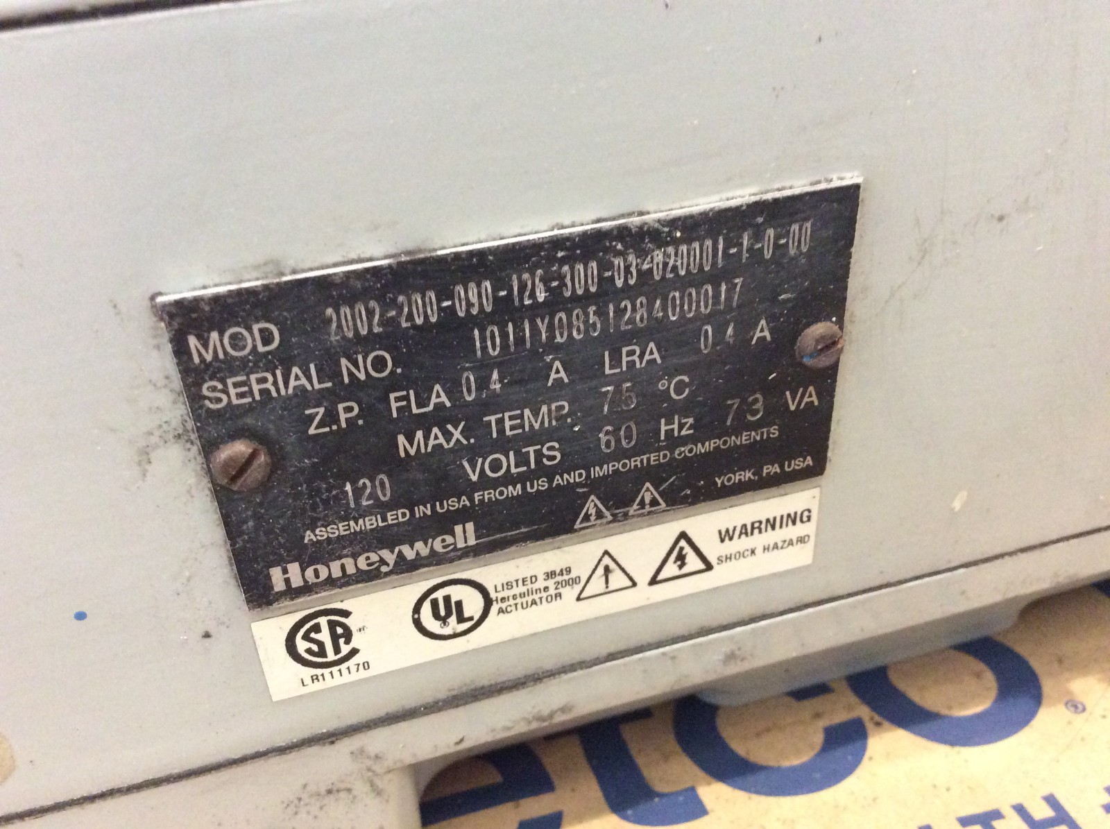 HONEYWELL HERCULINE 2000 ACTUATOR (Untested)