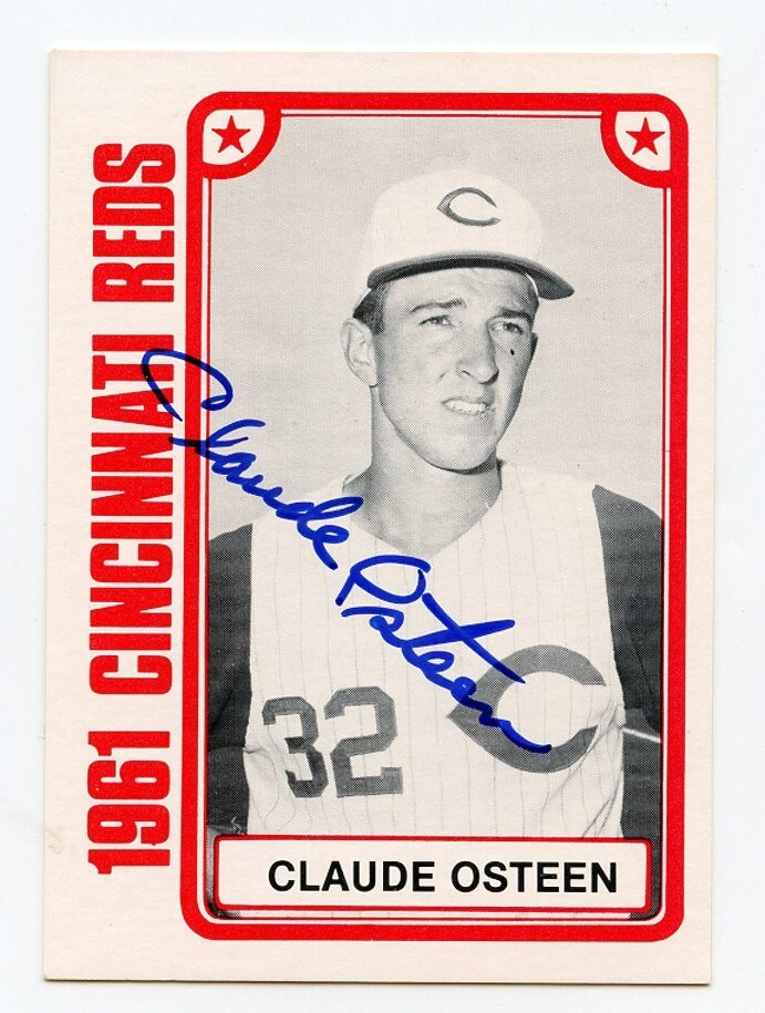 CLAUDE OSTEEN Signed 1980 TCMA #40 1961 Reds  Guaranteed Authentic KOA