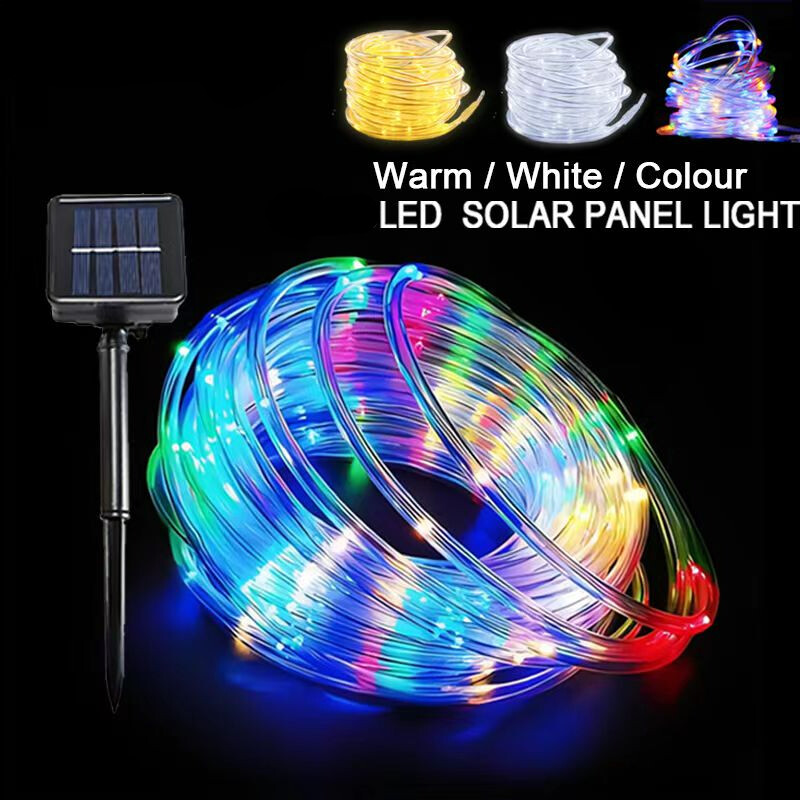 Solar powered led rope patio string fairy lights waterproof outdoor garden Decor
