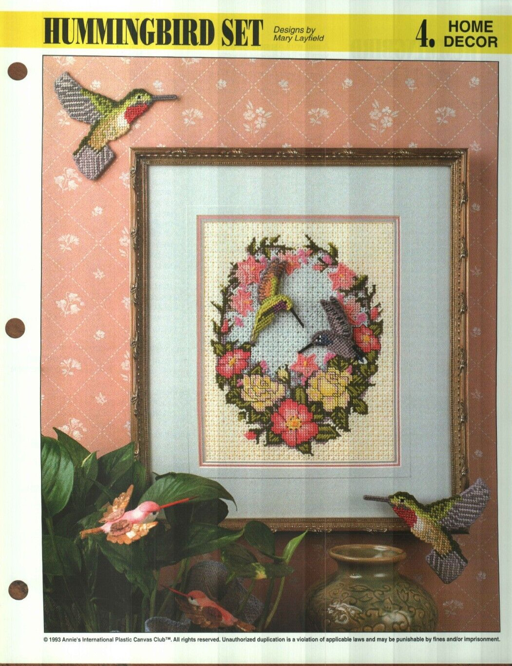 NEW HUMMINGBIRD SET PICTURE ANNIE'S PLASTIC CANVAS PATTERN INSTRUCTIONS