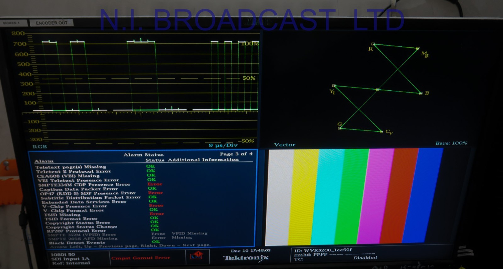 Tektronix wvr5200 waveform vector scope in 1half rack. BFF  (rasterizer, DVI )