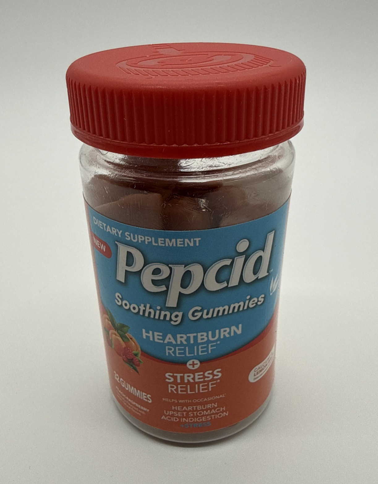 Pepcid Heartburn Relief + Stress Relief Soothing Gummies 32ct Exp: 01/2027