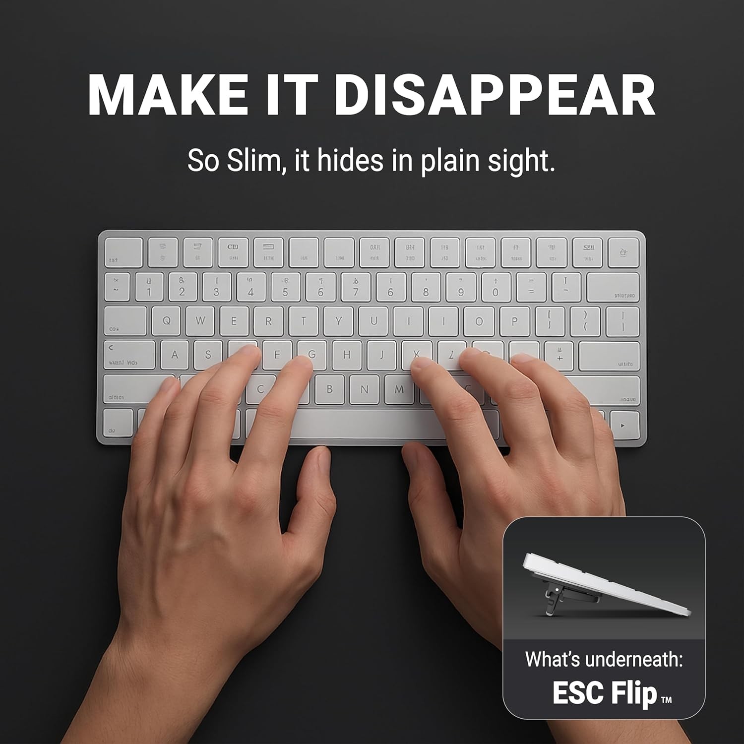 Flip Keyboard Stand for Desk, Compact Tilting Riser with Adjustable Angles
