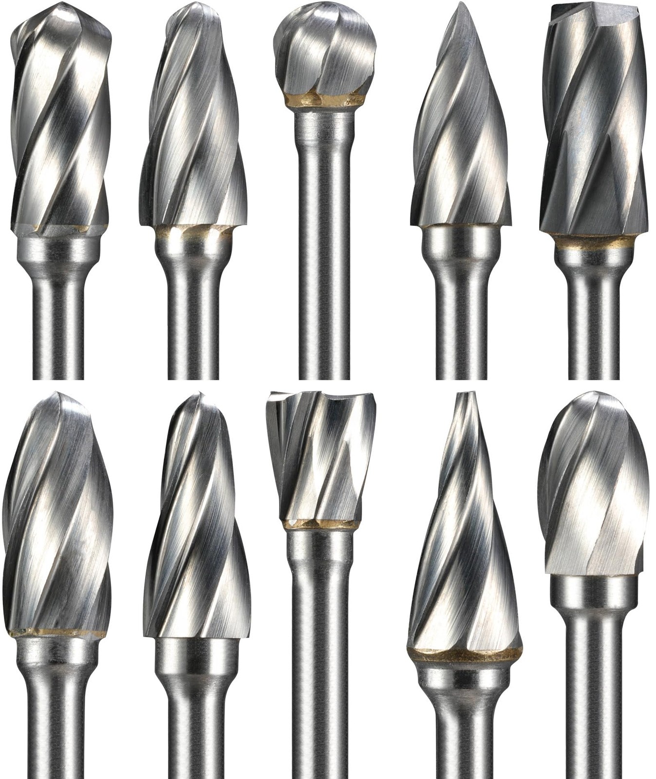Sworker 10 Pcs Carbide Burr Set 1/8" Shank Compatible with Small, Silver Grey