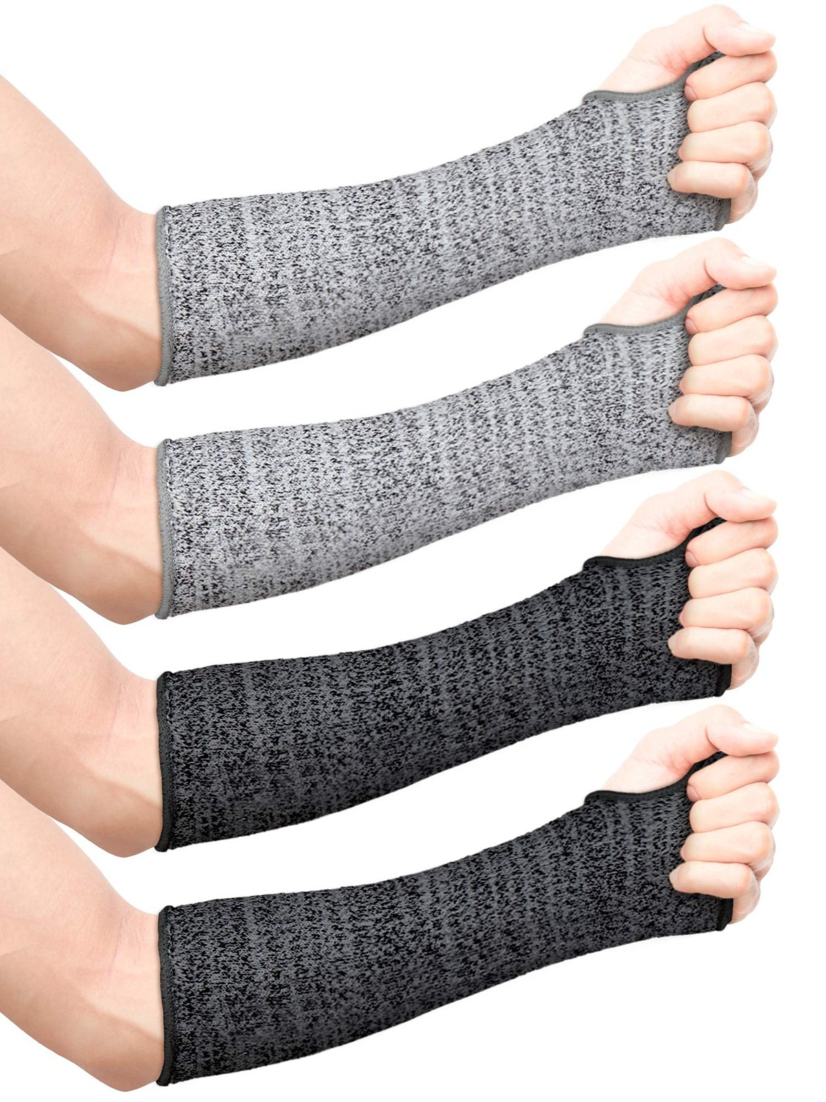 SATINIOR 2 Pairs Cut Resistant Sleeves Protective Arm One Size, Black,gray