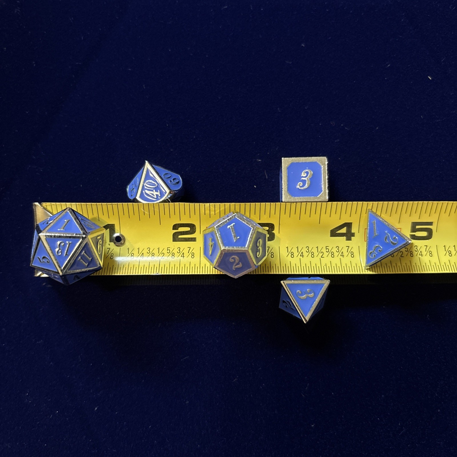 Polyhedral Metal 7Pc Dice Set Blue/Silver