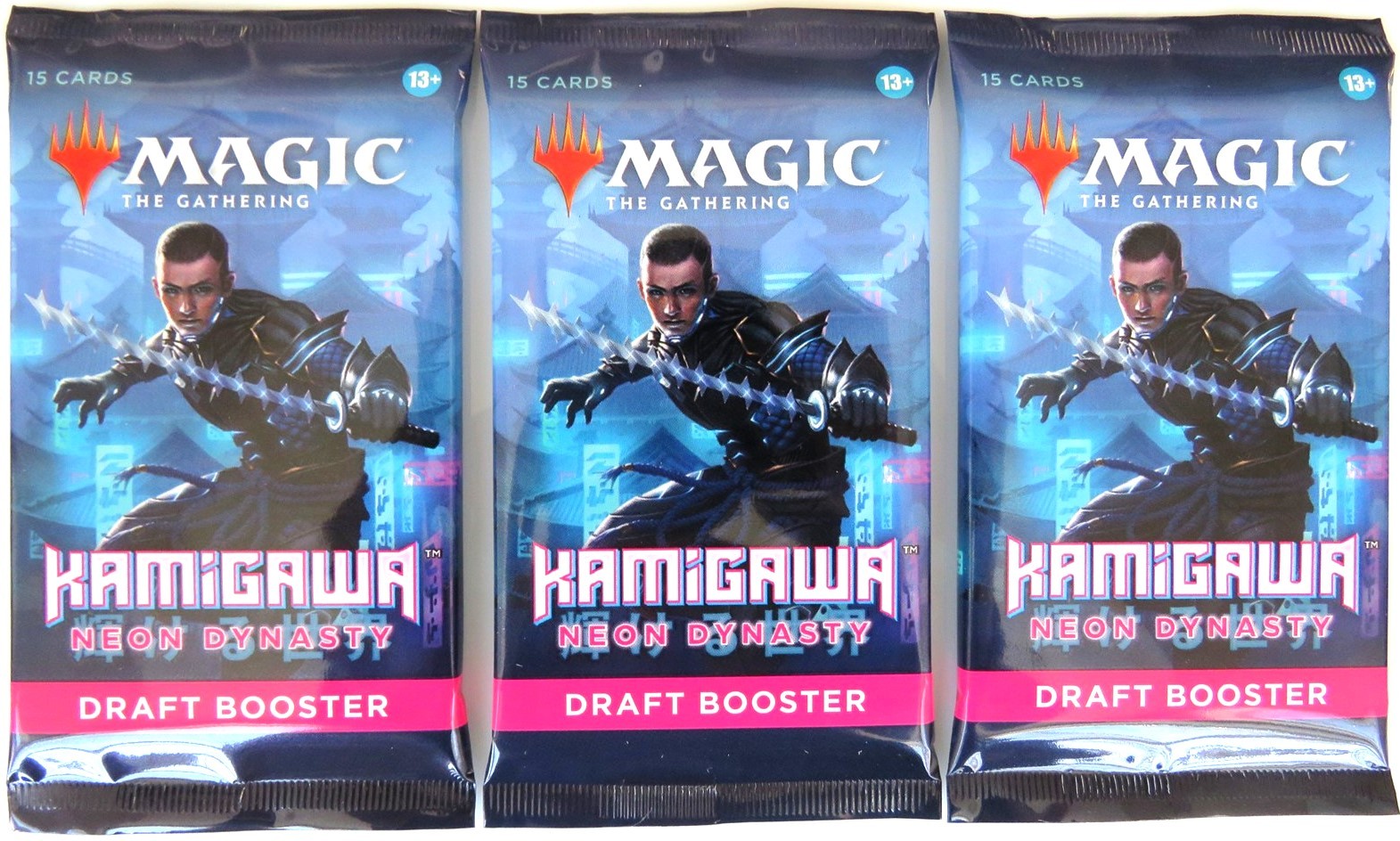 KAMIGAWA NEON DYNASTY ~ Draft Booster Pack x 3 Mtg factory sealed Magic