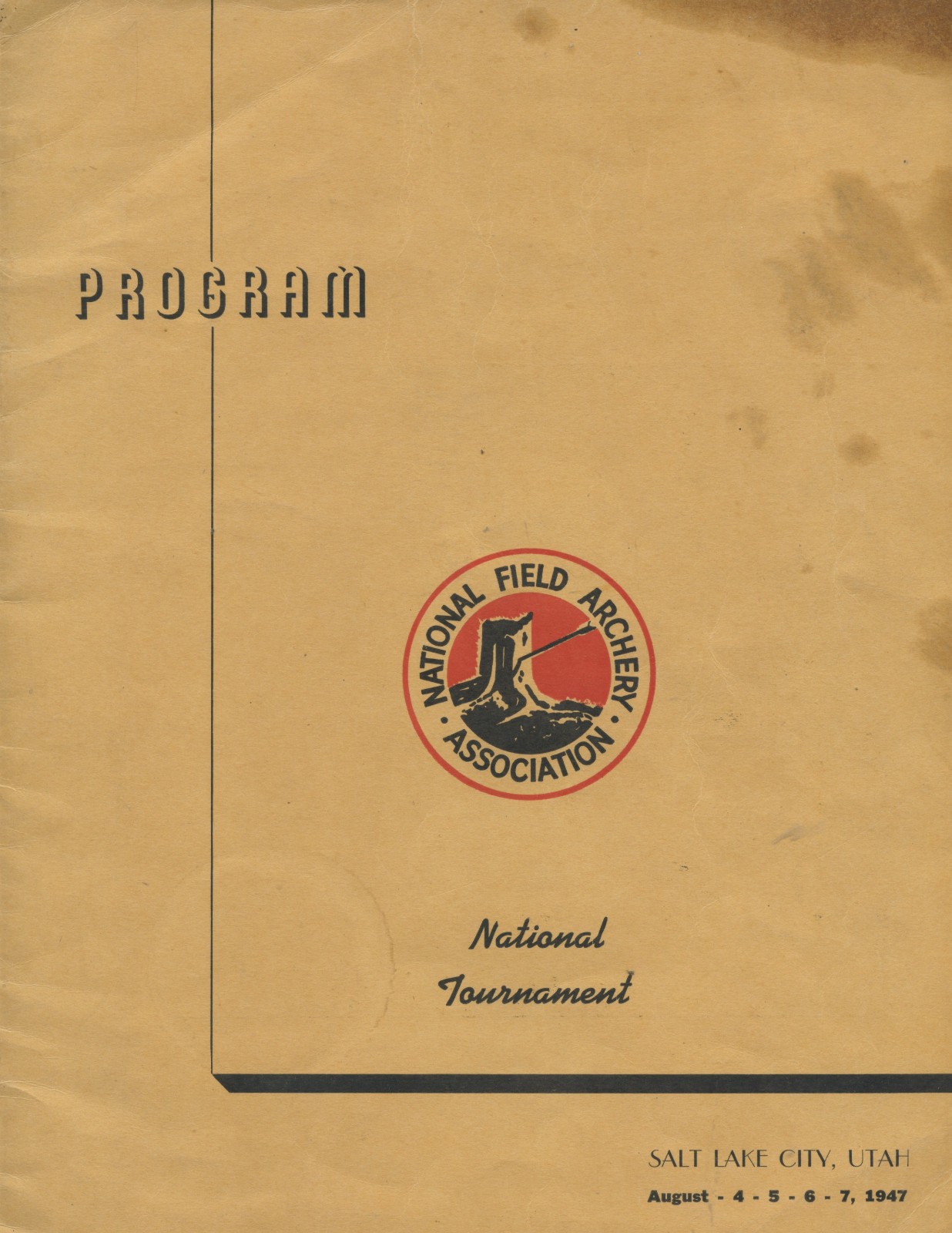 1947 "NATIONAL FIELD ARCHERY ASSOCIATION" TOURNAMENT PROGRAM (UTAH, 16 PAGES)