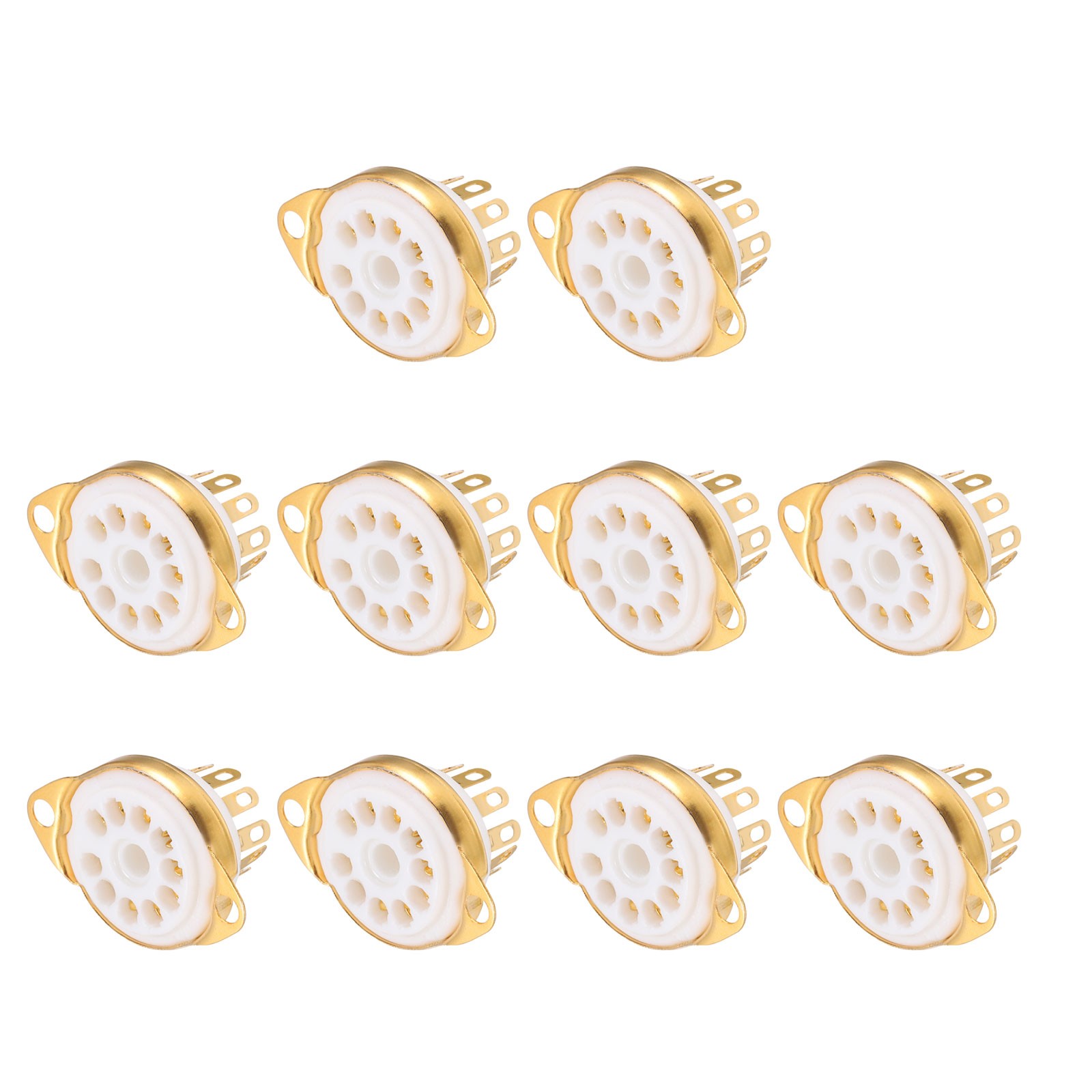 10 Pcs 10pin Tube Socket Ceramic Vacuum Tube Protect Tube Pin Socket White