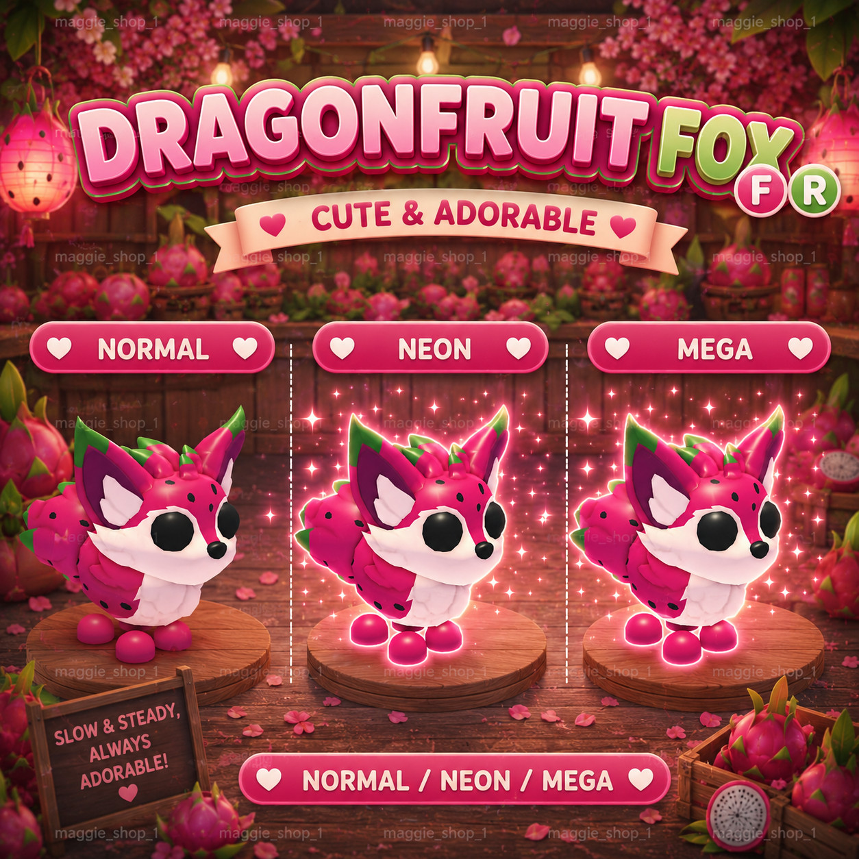 Dragonfruit Fox FR Normal/Neon /Mega ✨ Adopt From Me Today ✨ Top Picks