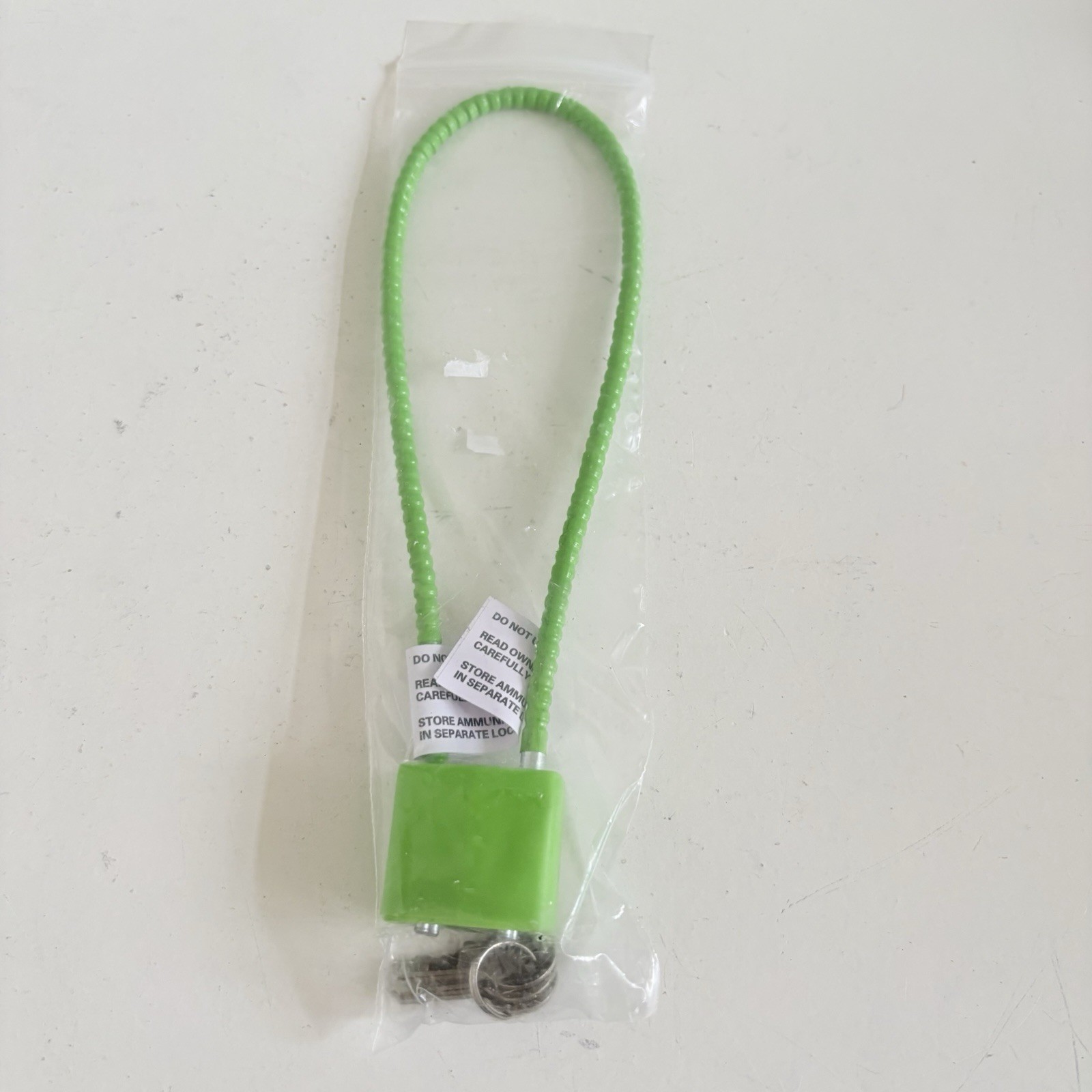 Green Cable Gun Lock - 15” Length Project Child Safe - Rifle