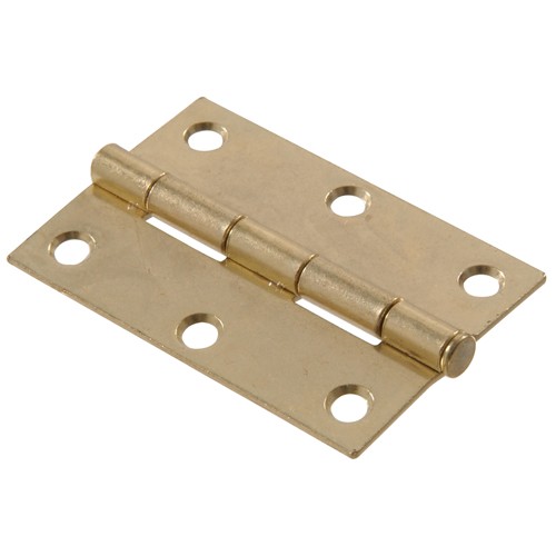 Hillman 852587 Light Narrow Door Hinges and Fixed Pin Brass 1-1/2" 2-Pack