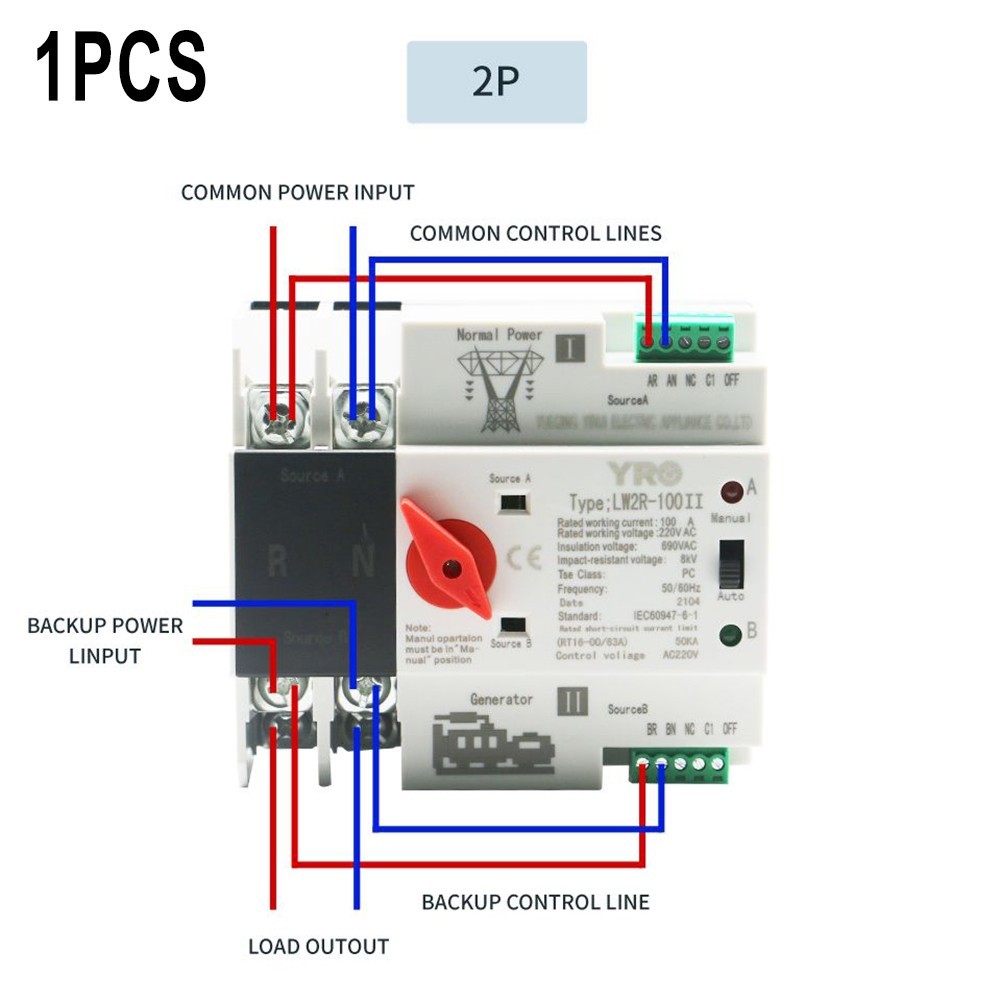 Transfer Switch Changeover Switch Indoor & Outdoor AC 220V Transfer Switch