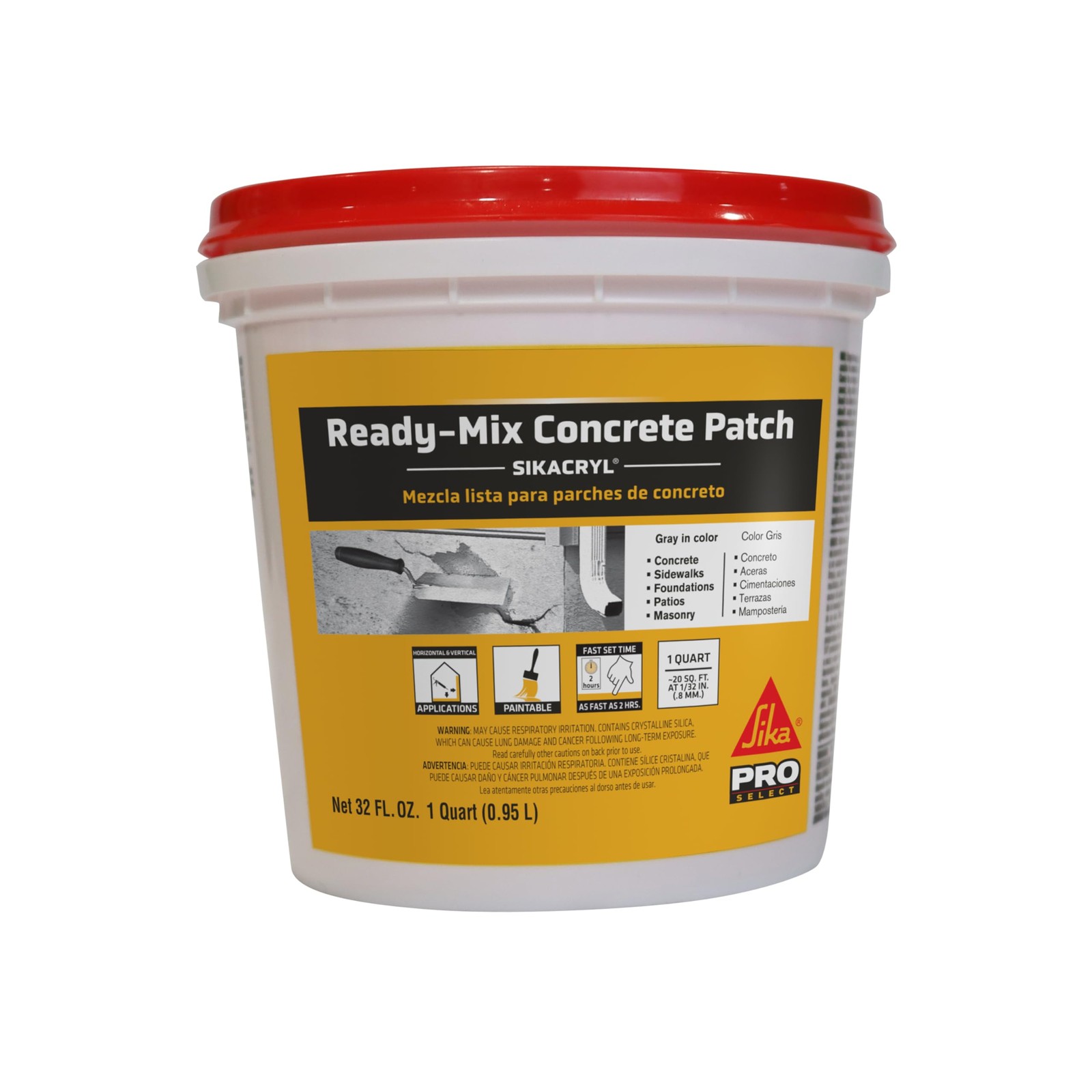 Sika - Sikacryl - Gray - Ready-Mix Concrete Patch - 1 qt (Pack of 1),