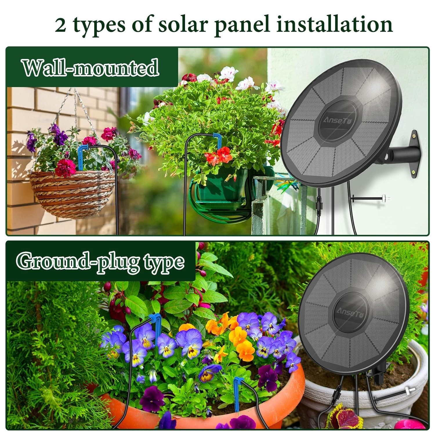 50FT Solar Irrigation System Integrated Irrigation Controller for Garden Balcony