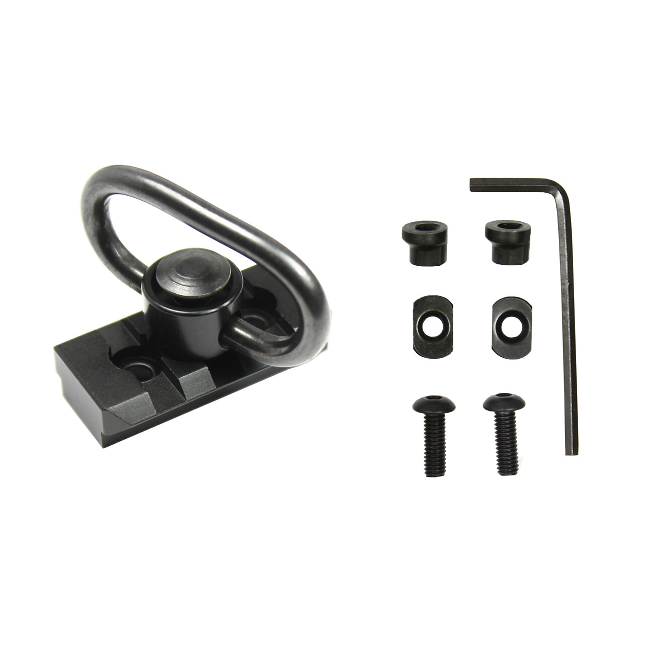 Keymod & M-LOK 3 Slot Picatinny Rail Section with QD Push Button Sling Swivel