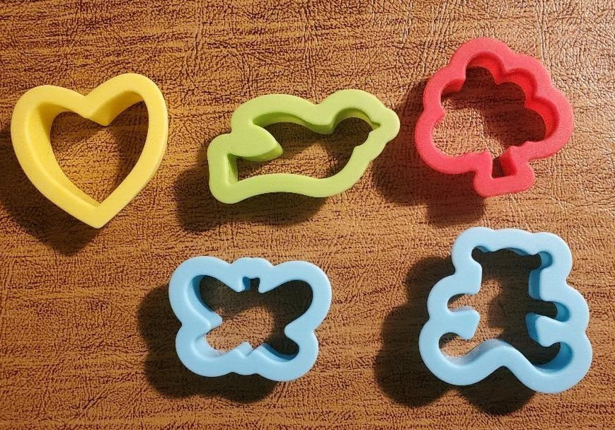 Lot of 5 Cookie Cutter Play Doh Clay Crafts Heart Bird Butterfly Bear Tree