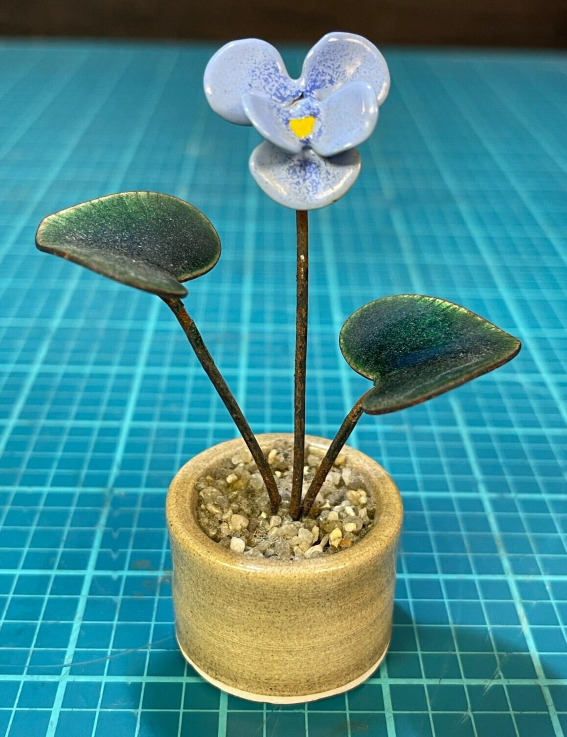 Vintage Enamel Floral Decoration Planter Cyclamen Persicum