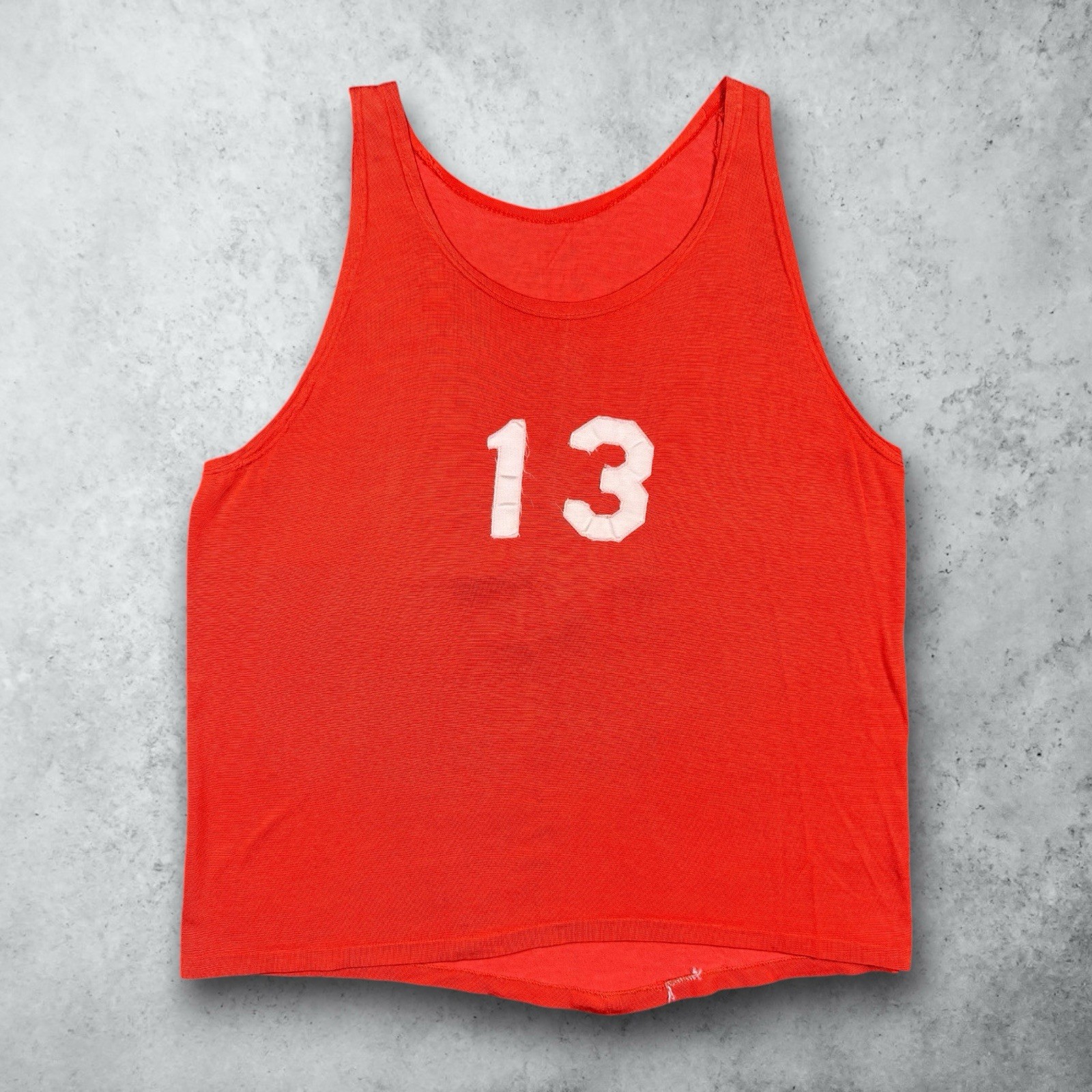 Vintage 40s Basketball Sports #13 Durene Jersey Uniform Orange Tank Top Shirt