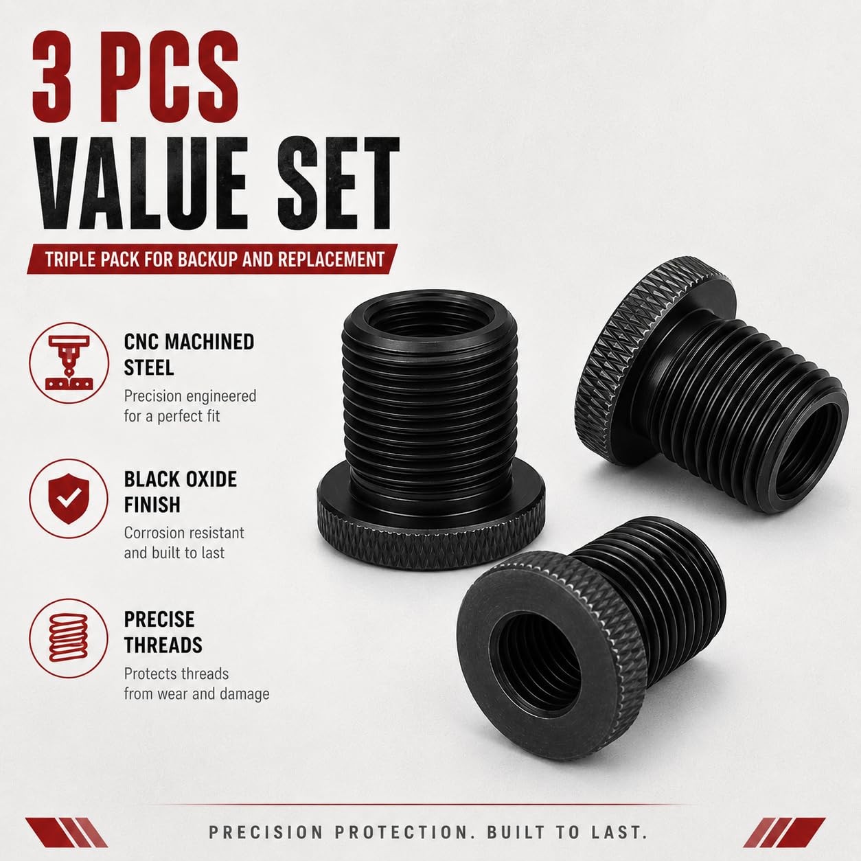 3 Pack Black 1/228 and 3/416 Thread Protector Adapters Washers Kit Box