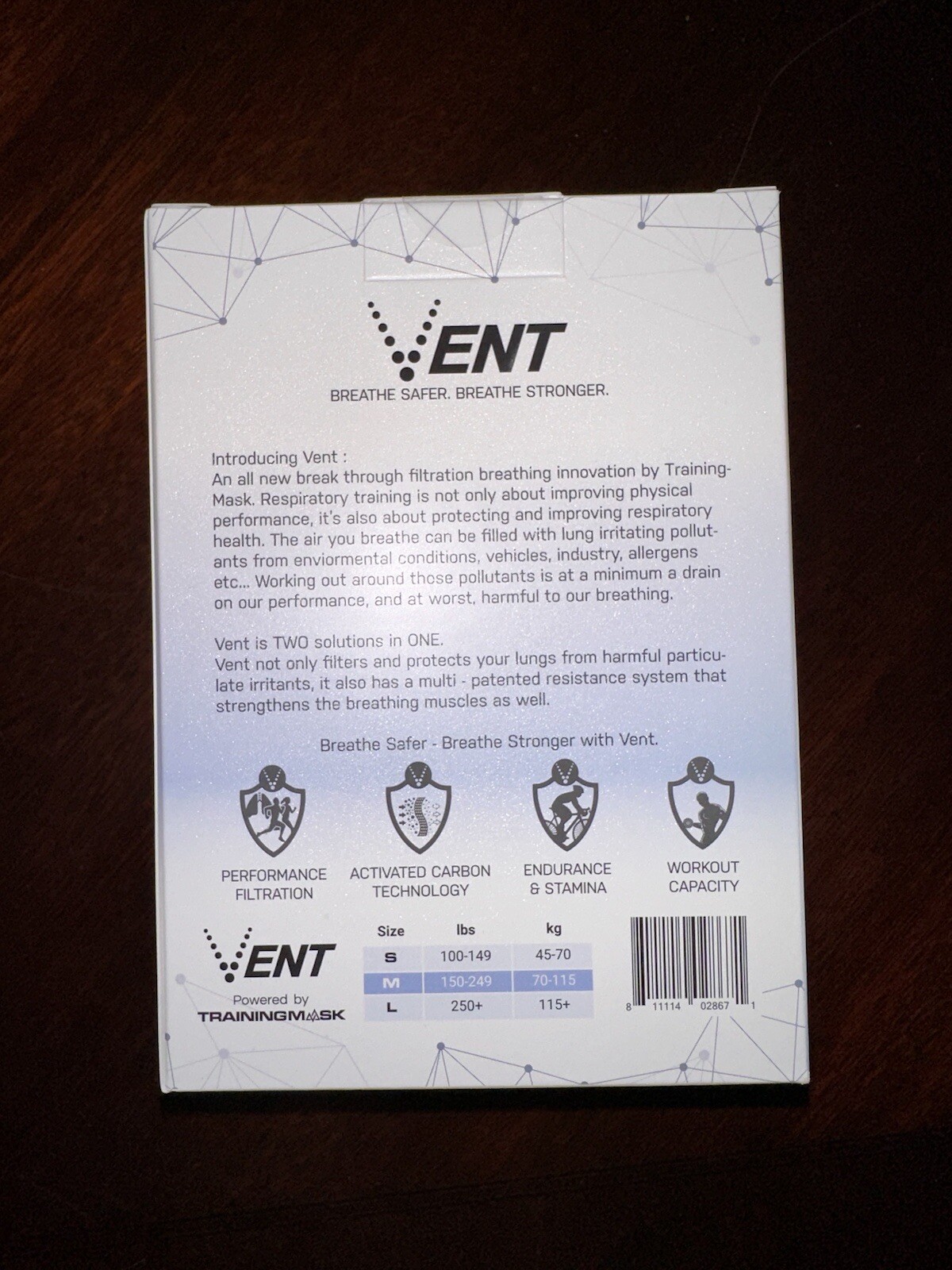 Authentic Sealed VENT Filtration Training Mask