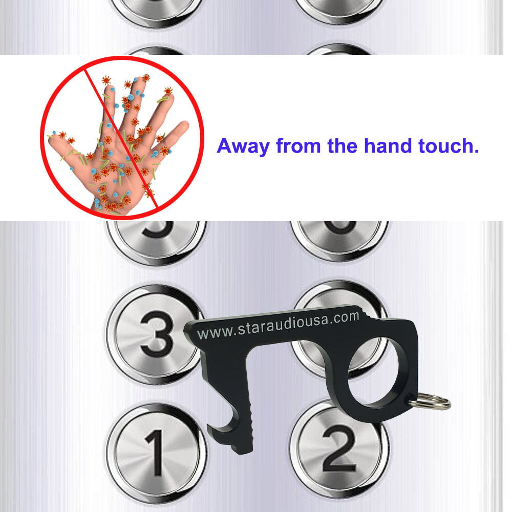 6Pcs Anti-Microbial Keychain No Touch Hand Tool Contactless Brass EDC Keychains