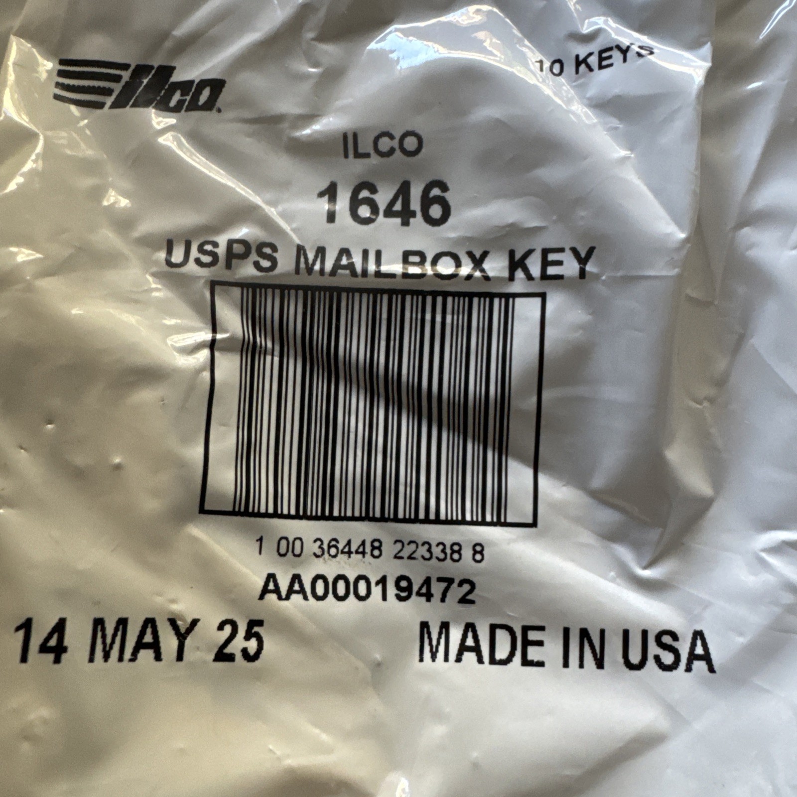 50 Key Blanks – Ilco USA 1646 Key Blanks Usps Mailbox Keys. NEW in Box