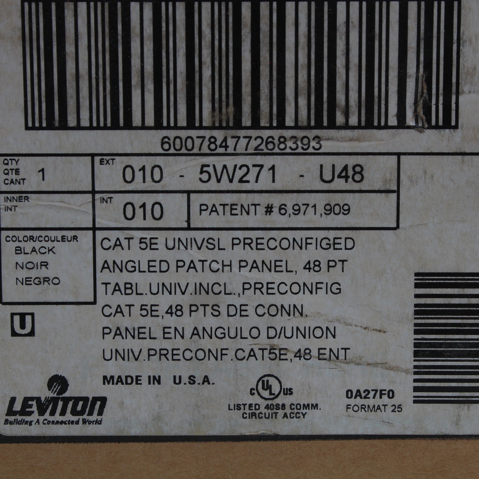Leviton 5W271-U48 Bracket Only QuickPort Angled Patch Panel 48-Port Rack Mount