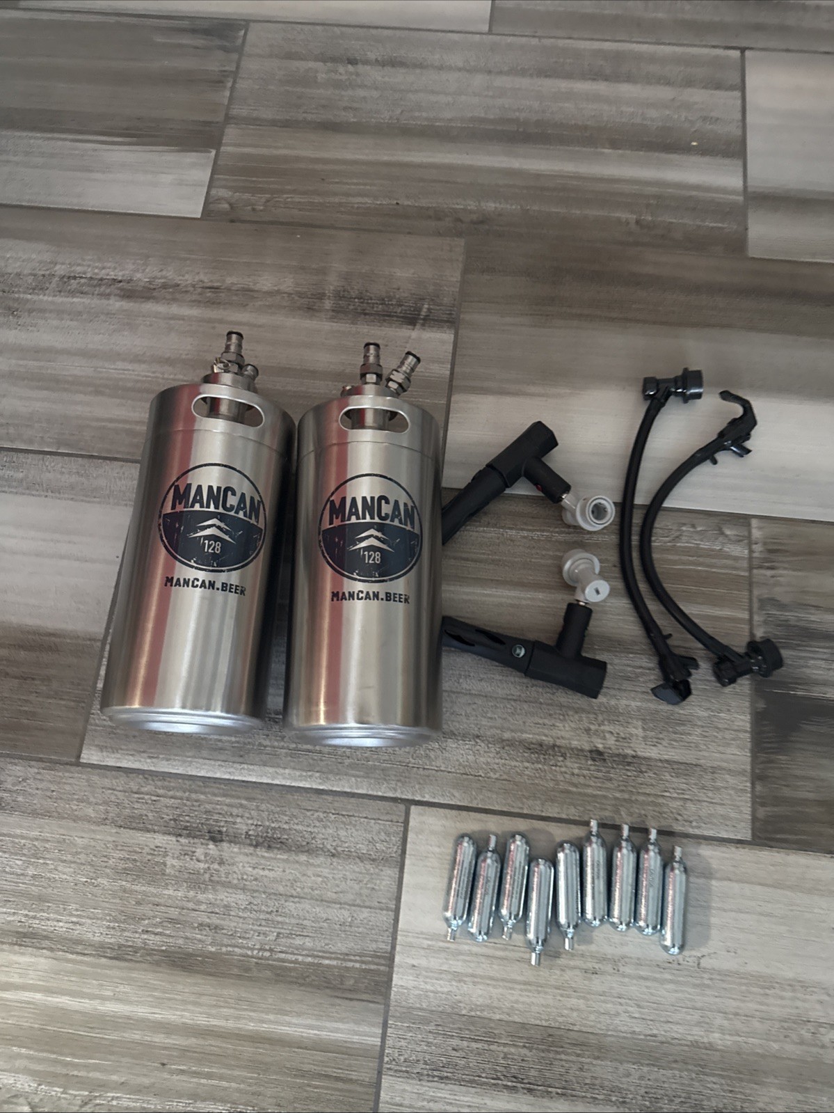 Mancan Portable Stainless Steel Mini Keg 128 oz 1 Gallon Bundle Of 2