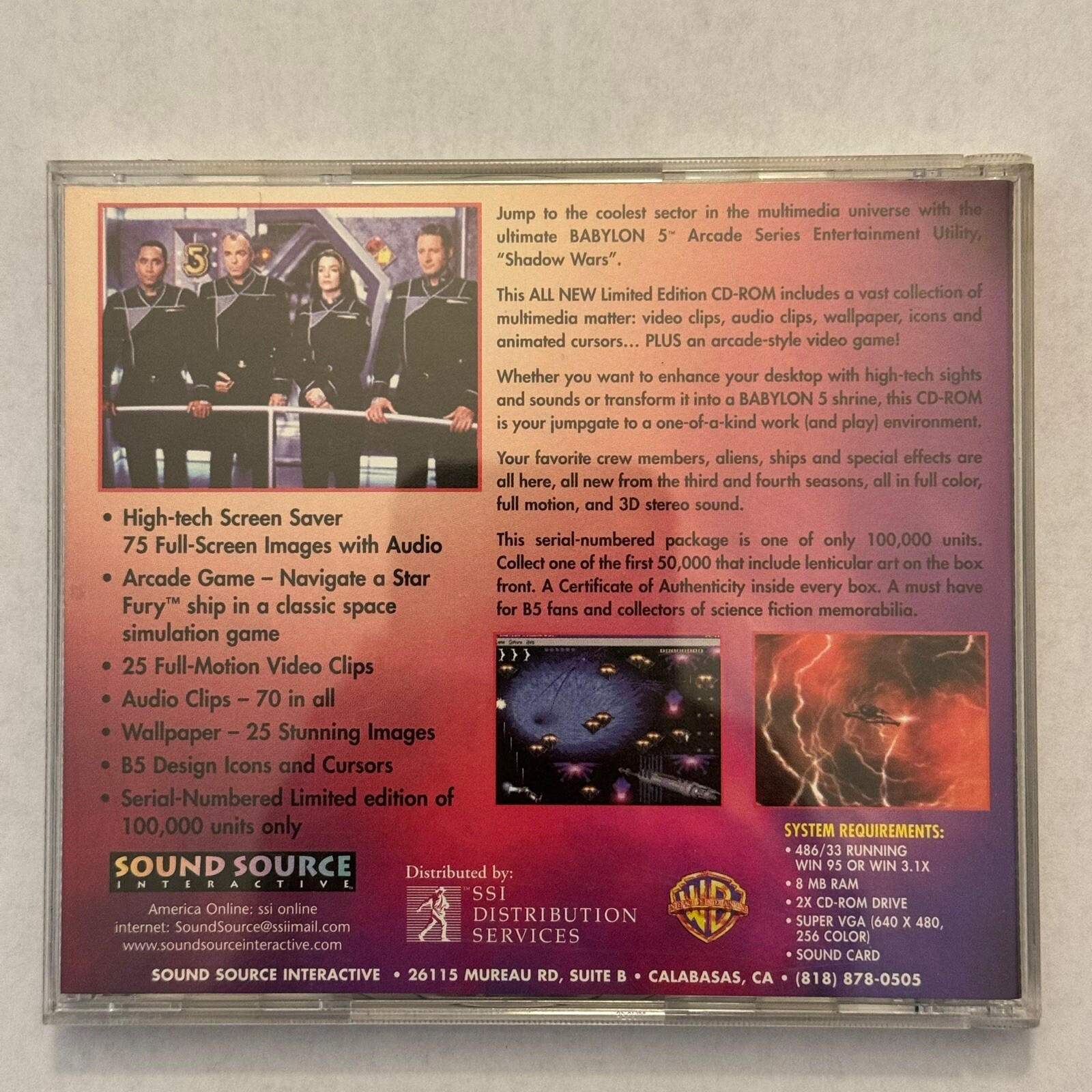 Babylon 5 Shadow Wars Arcade Series Entertainment Utility CD-Rom for PC CDROM
