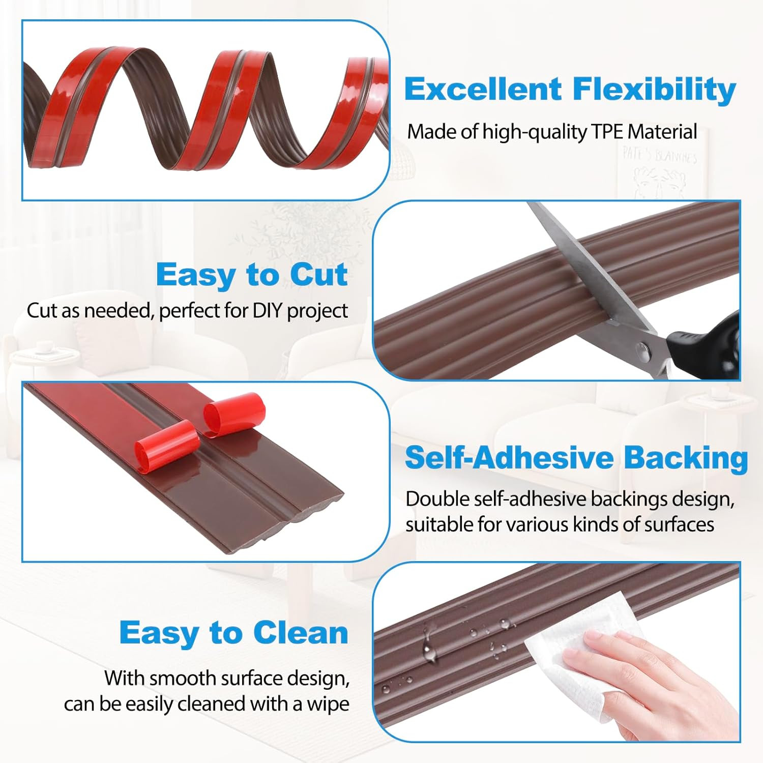 Wall Corner Protector Peel and Stick Corner Trim Molding Flexible inside & outsi