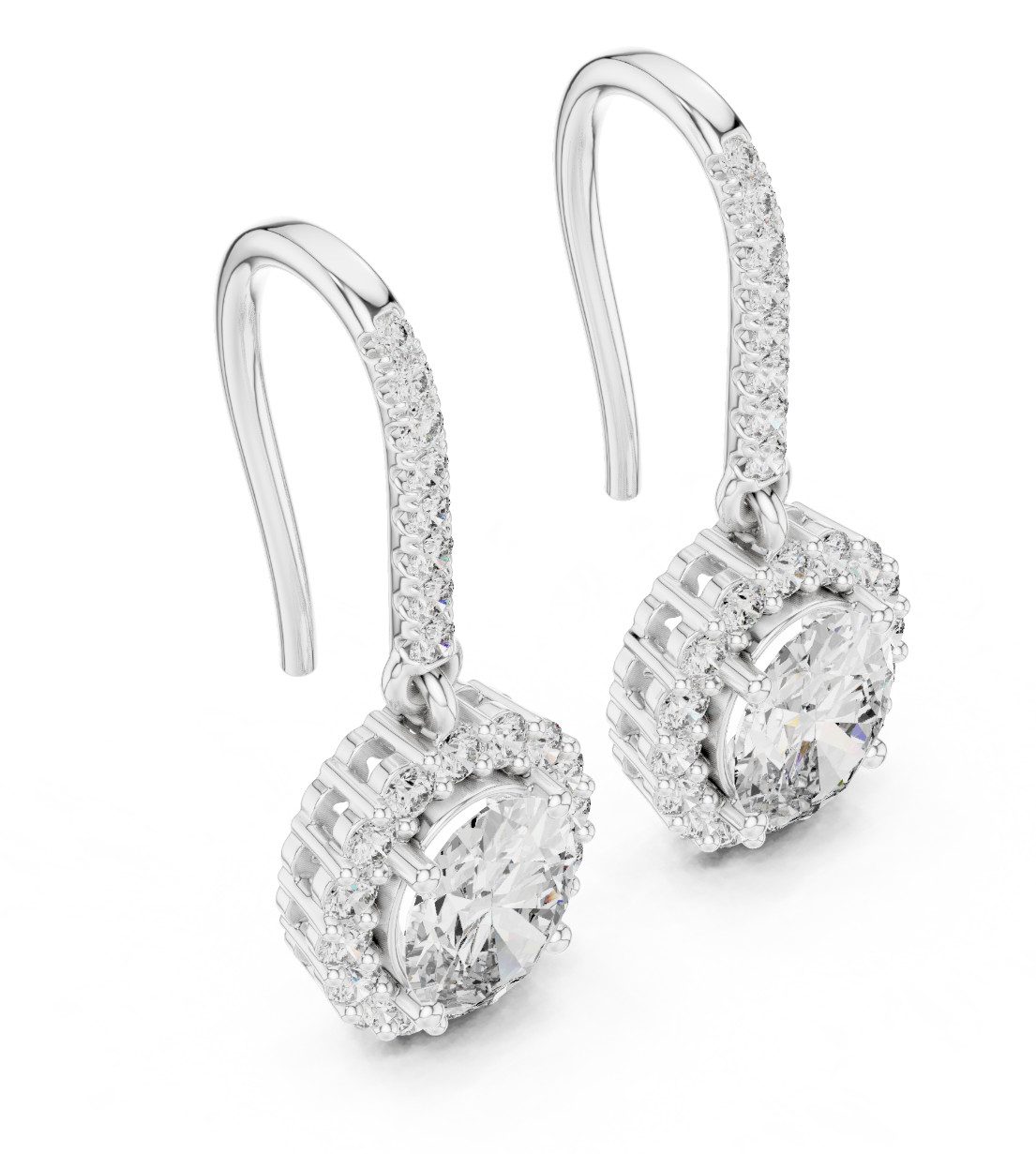 Certified VVS1 Natural Diamond Petite Statement Drop Earrings 14k Gold Over